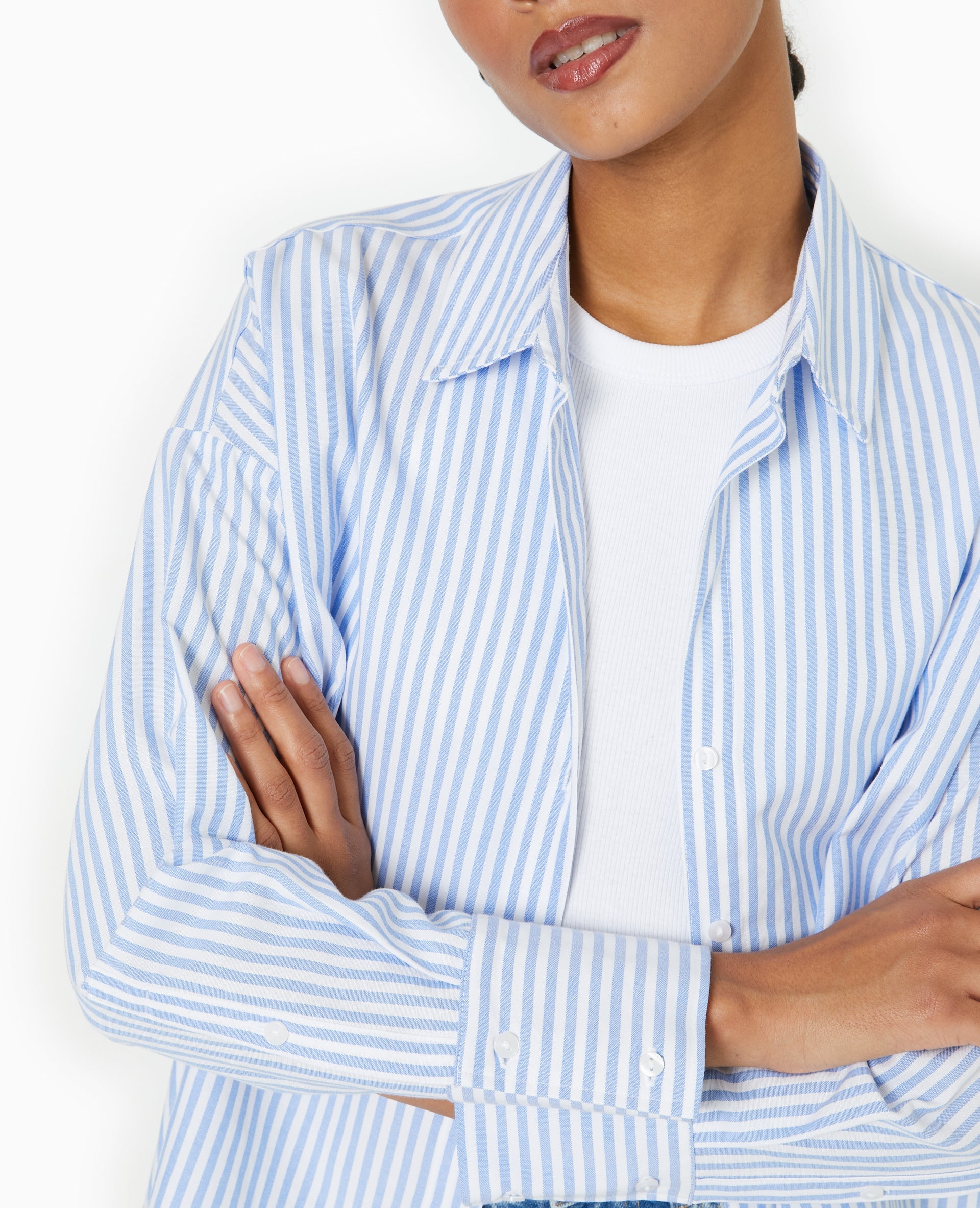 Chemise oversize rayée col ouvert