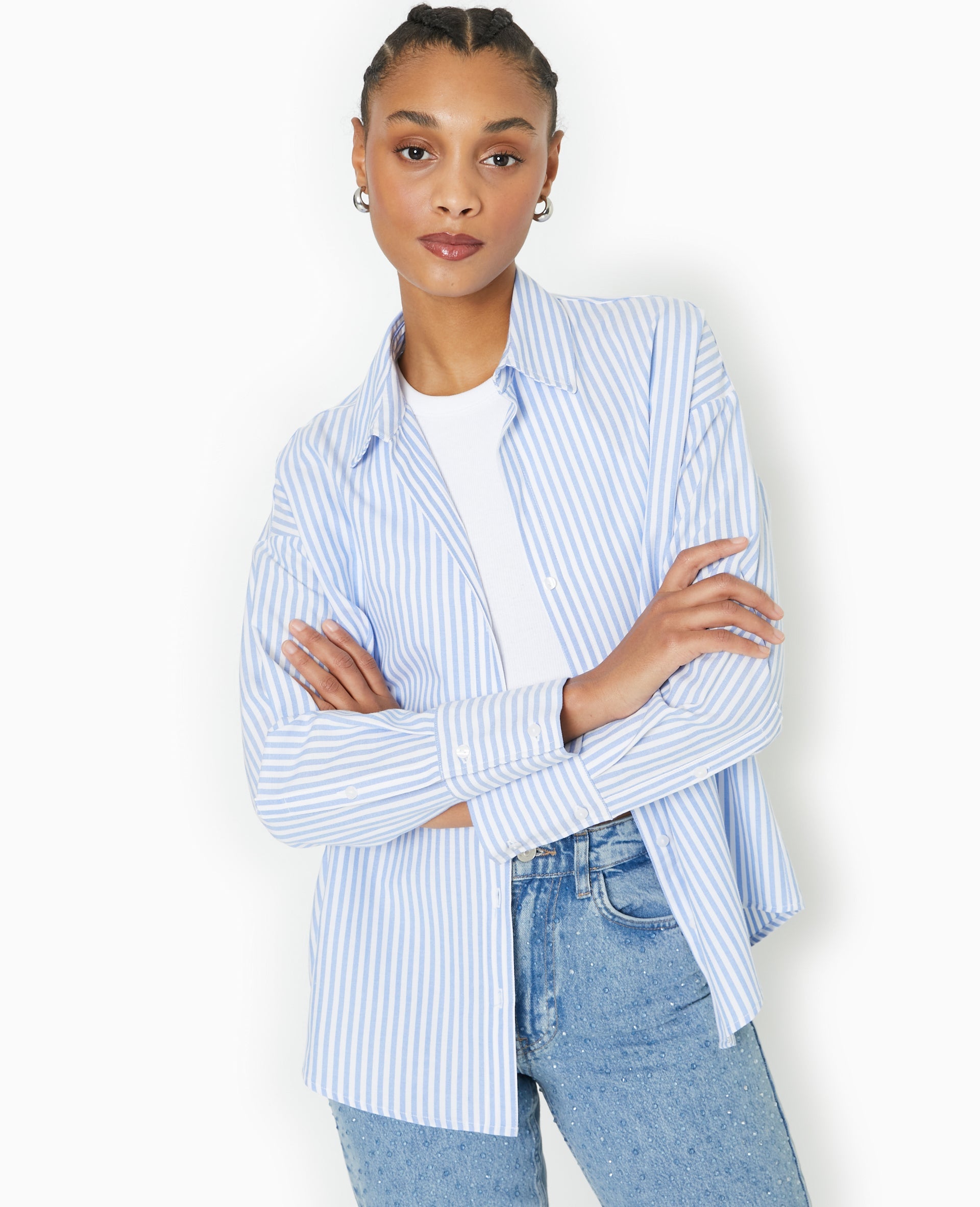 Chemise oversize rayée col ouvert