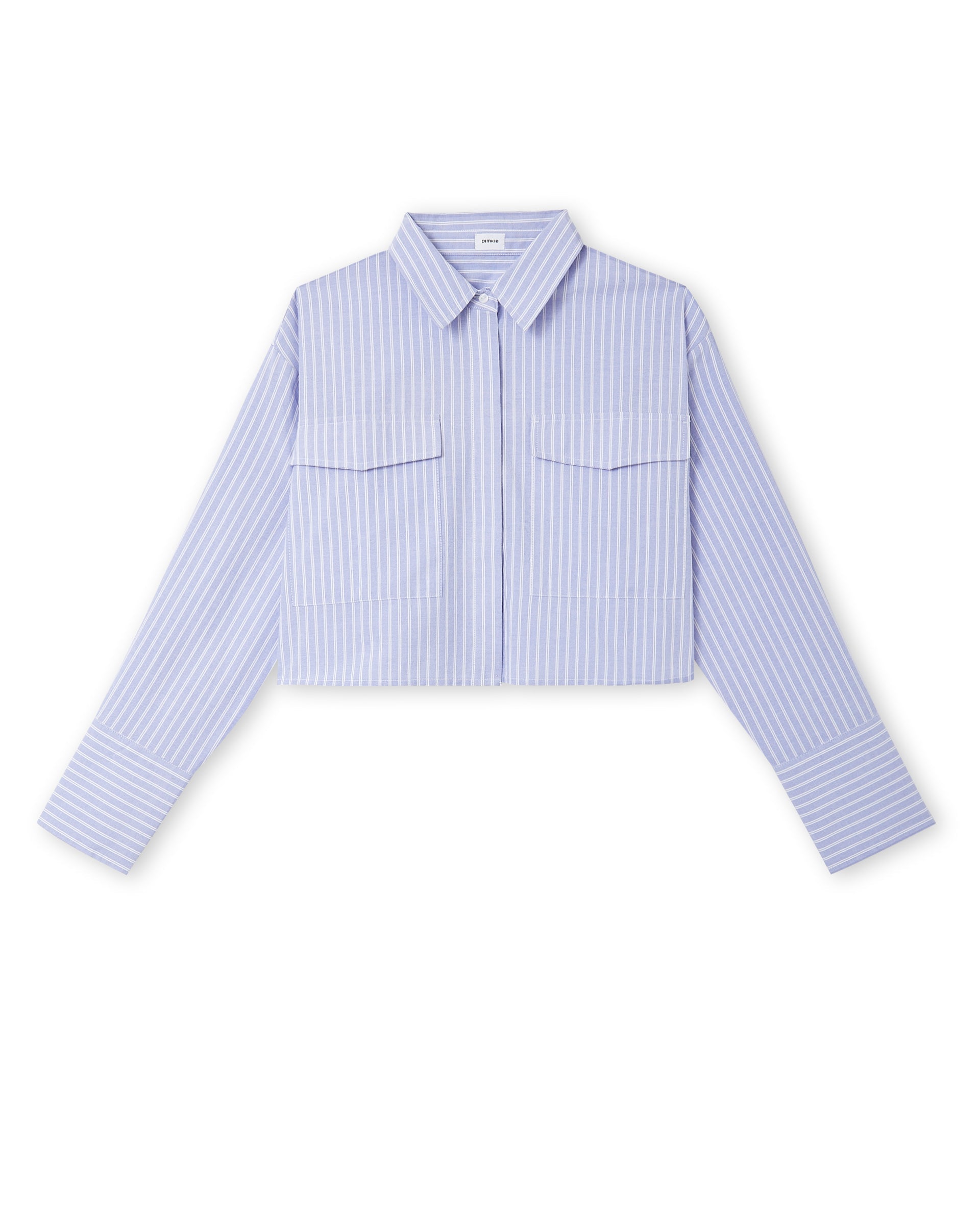 Chemise cropped manches longues motif rayures