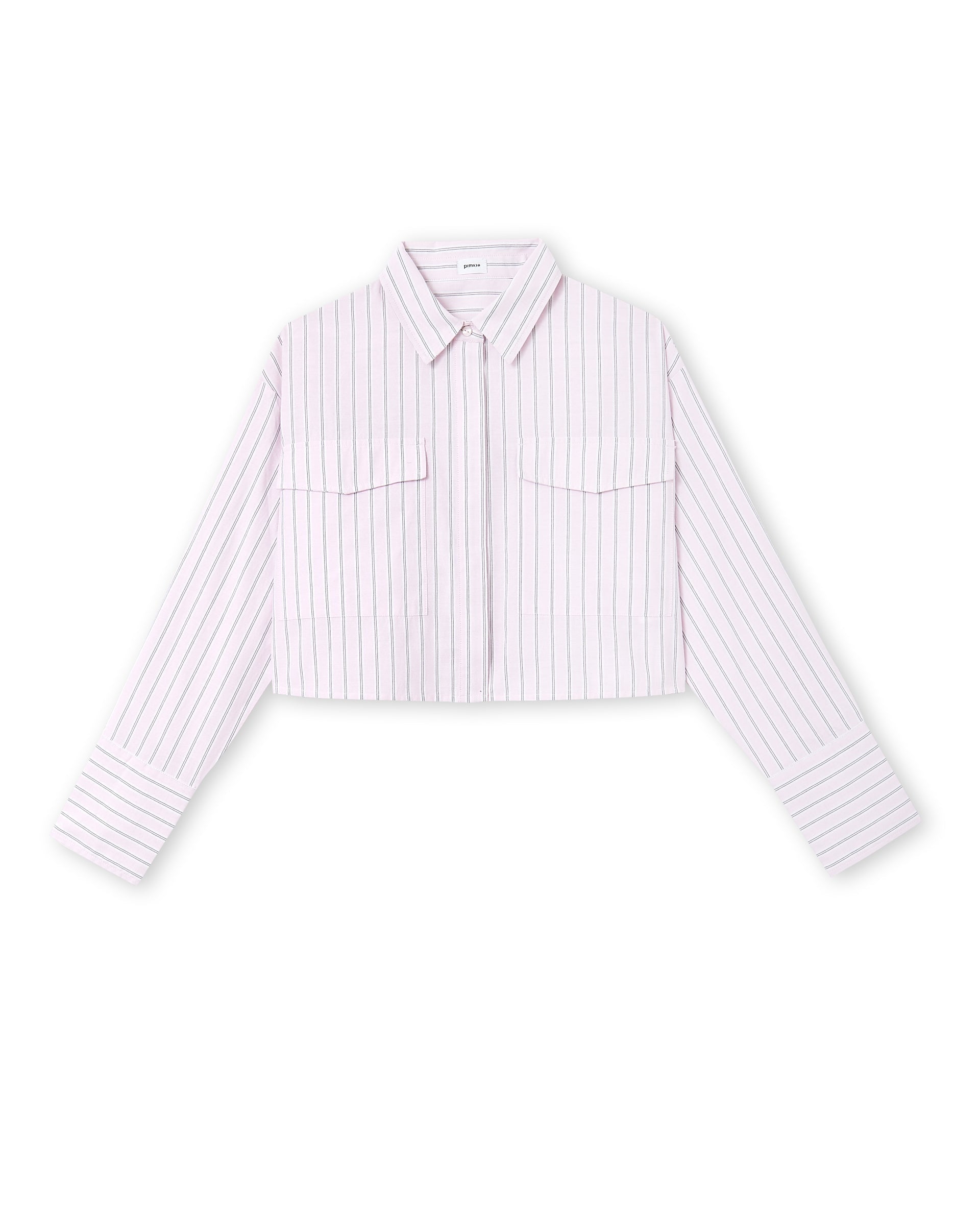 Chemise cropped manches longues motif rayures