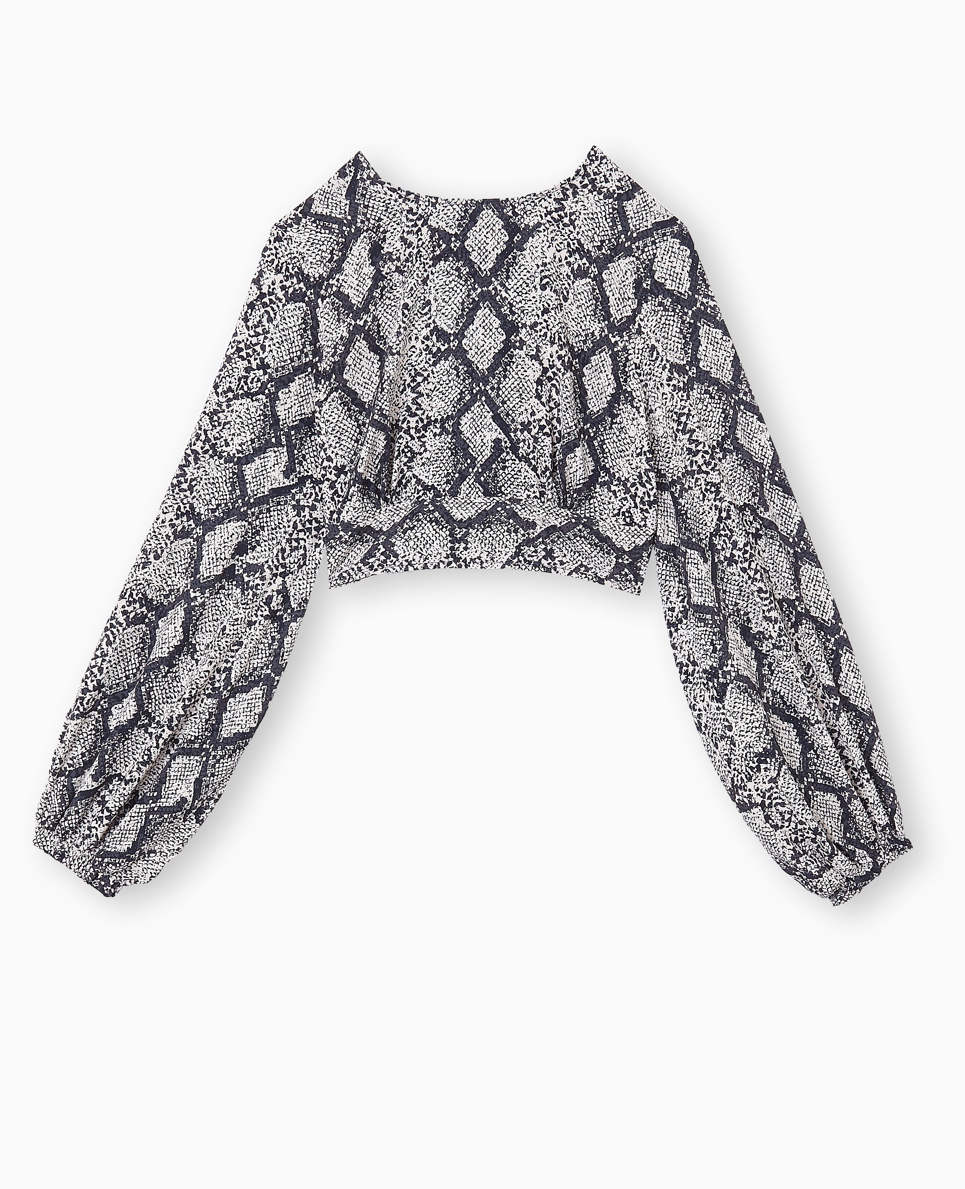 Blouse courte avec découpe dos motif python