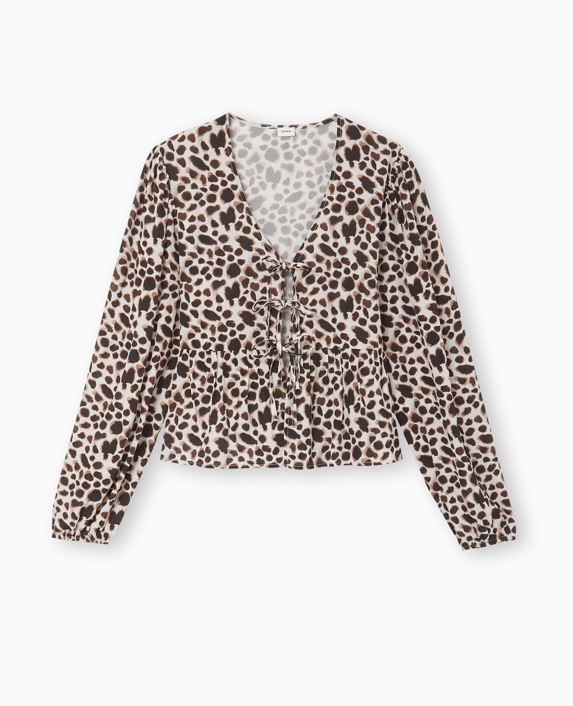 Blouse avec nouettes et manches ballons léopard