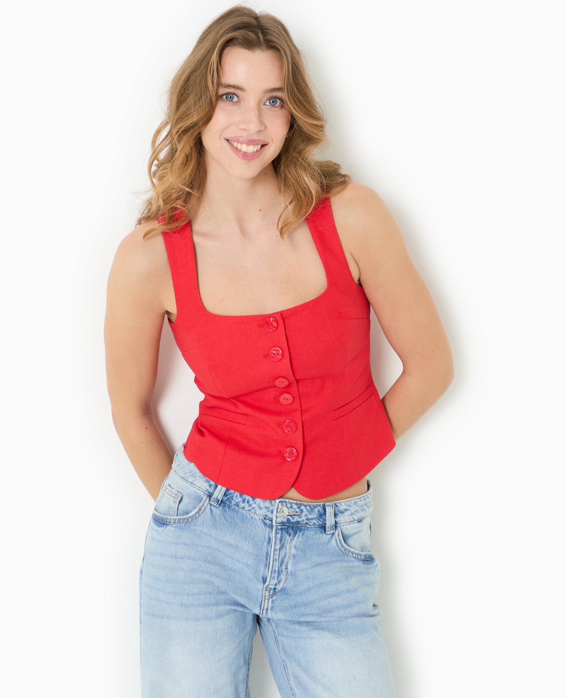 Top débardeur avec boutons