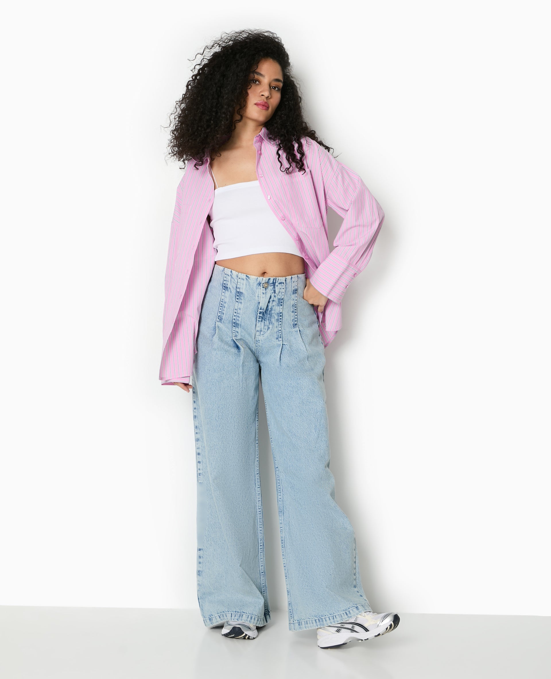 Chemise oversize rayée avec poches