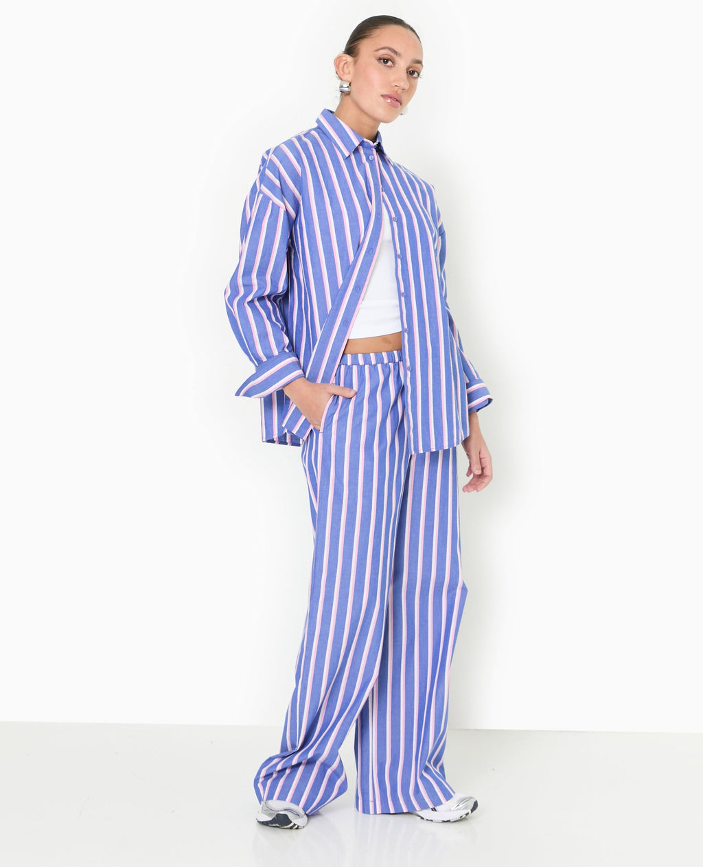 Chemise oversize rayée esprit pyjama d'homme