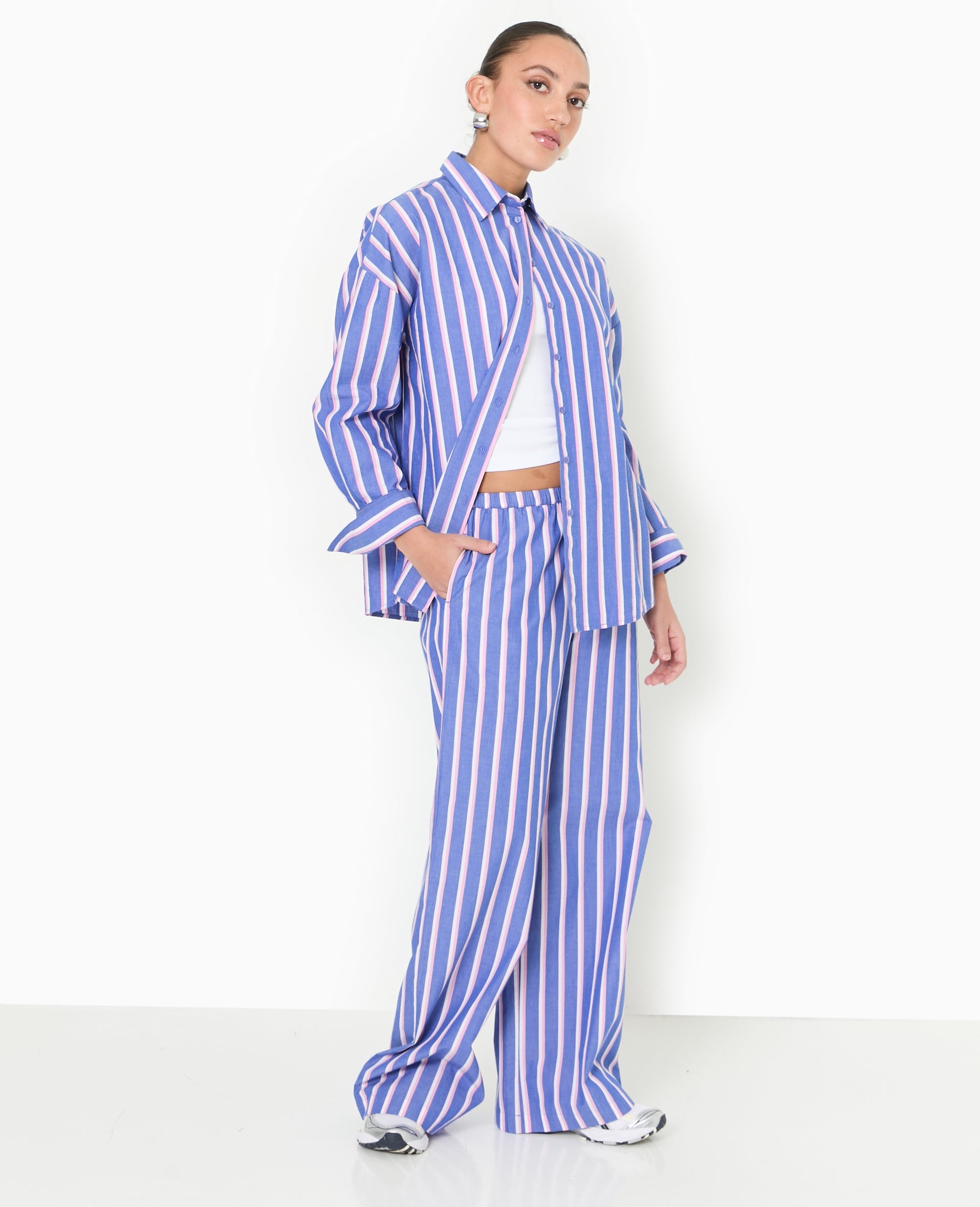 Chemise oversize rayée esprit pyjama d'homme