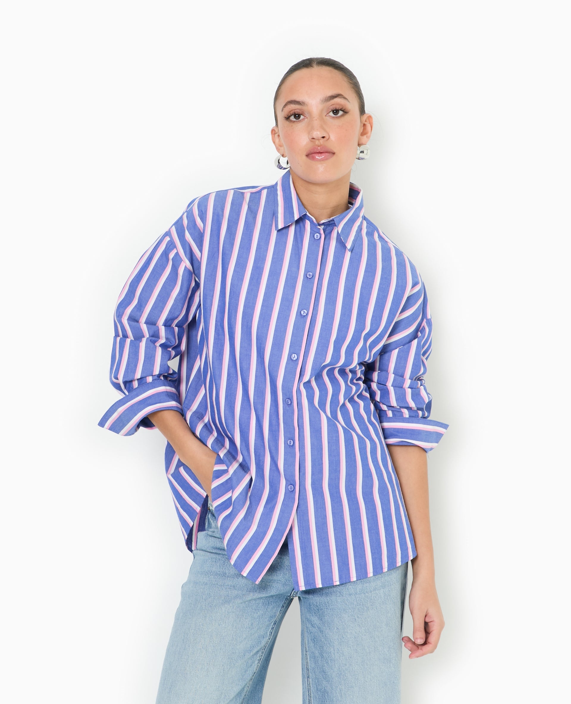 Chemise oversize rayée esprit pyjama d'homme