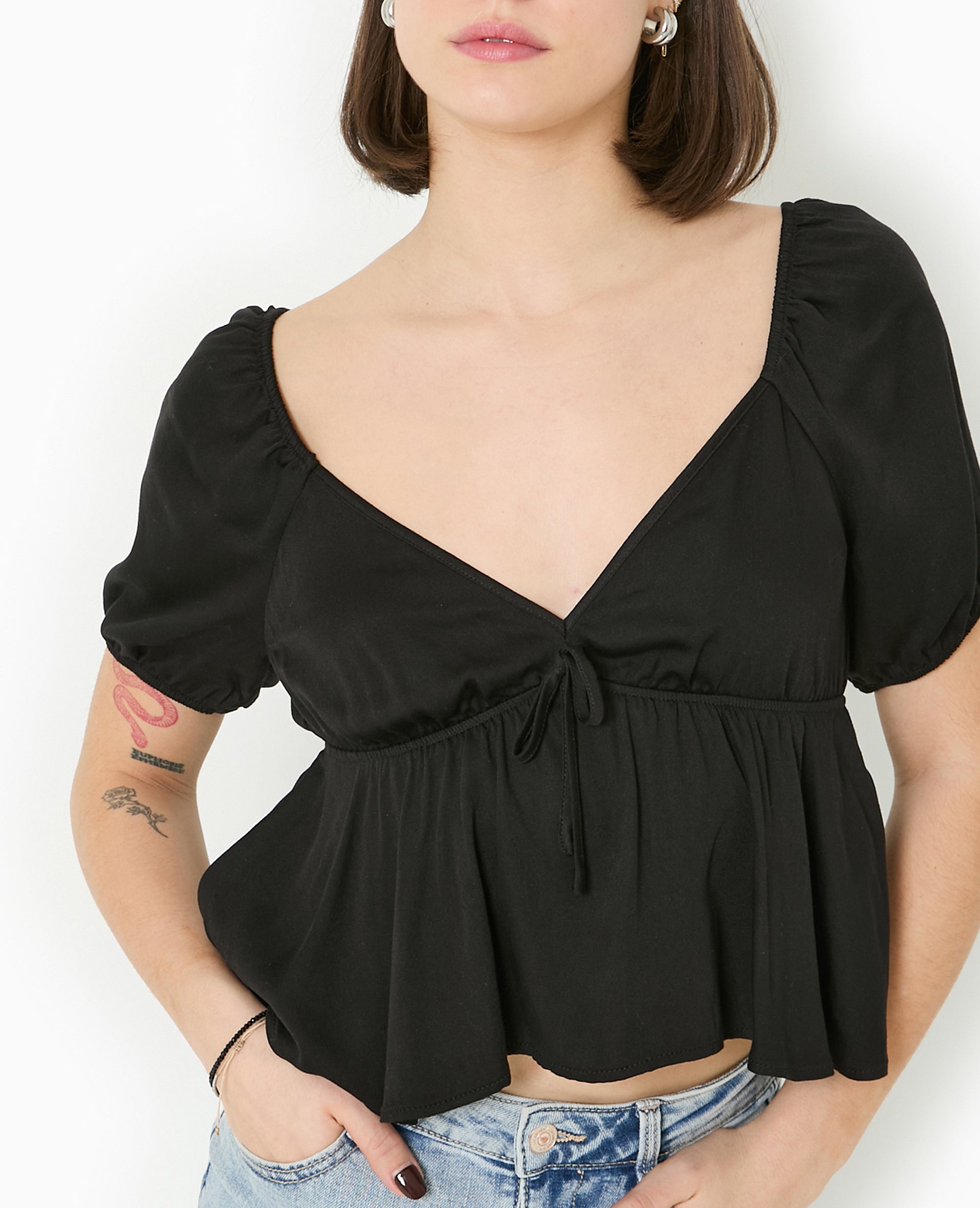 Blouse encolure V avec nœud