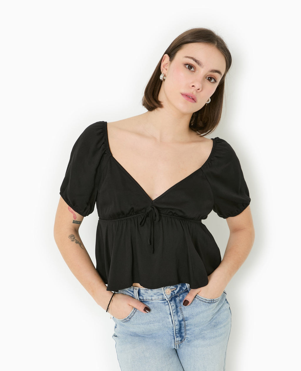 Blouse encolure V avec nœud