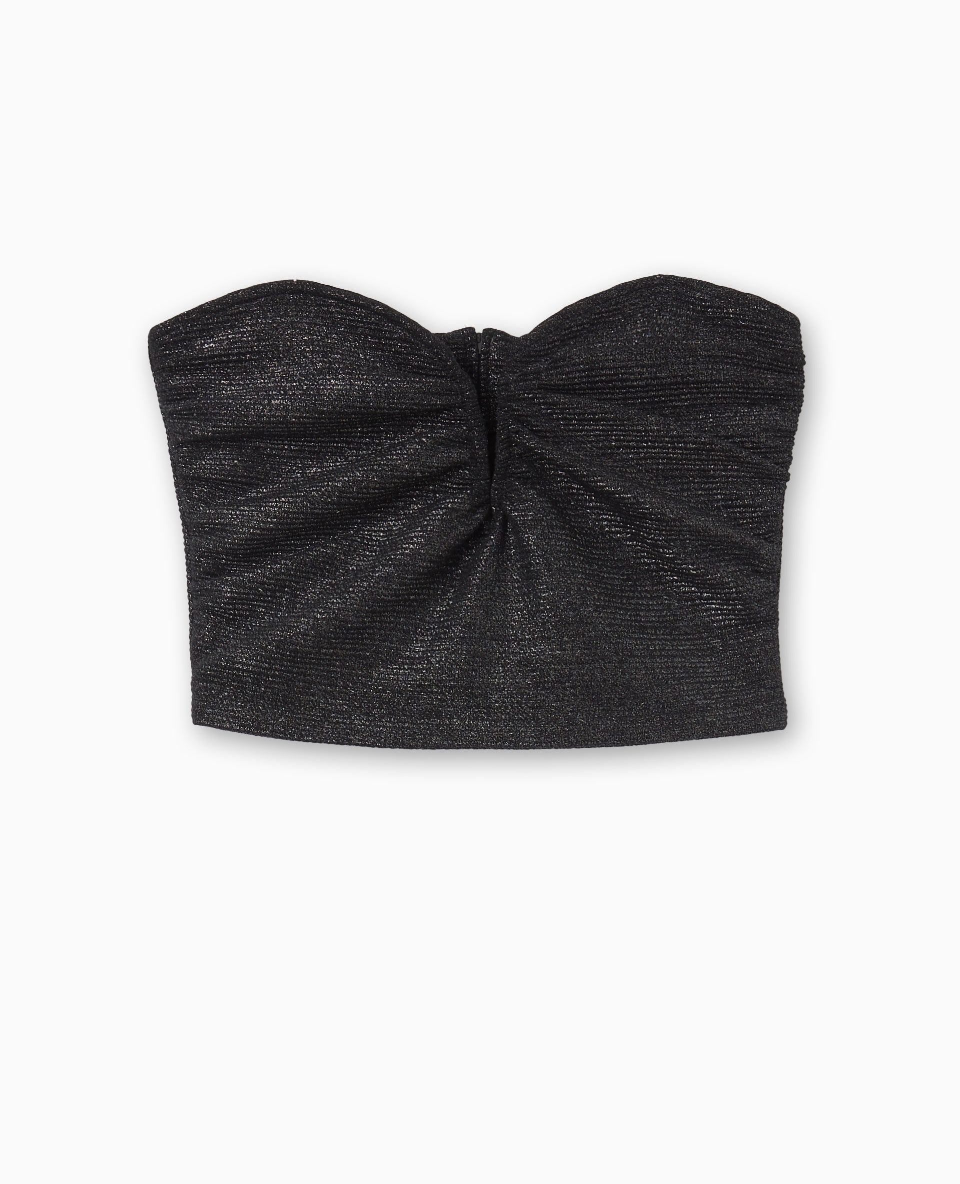 Top bustier court avec lurex encolure cœur