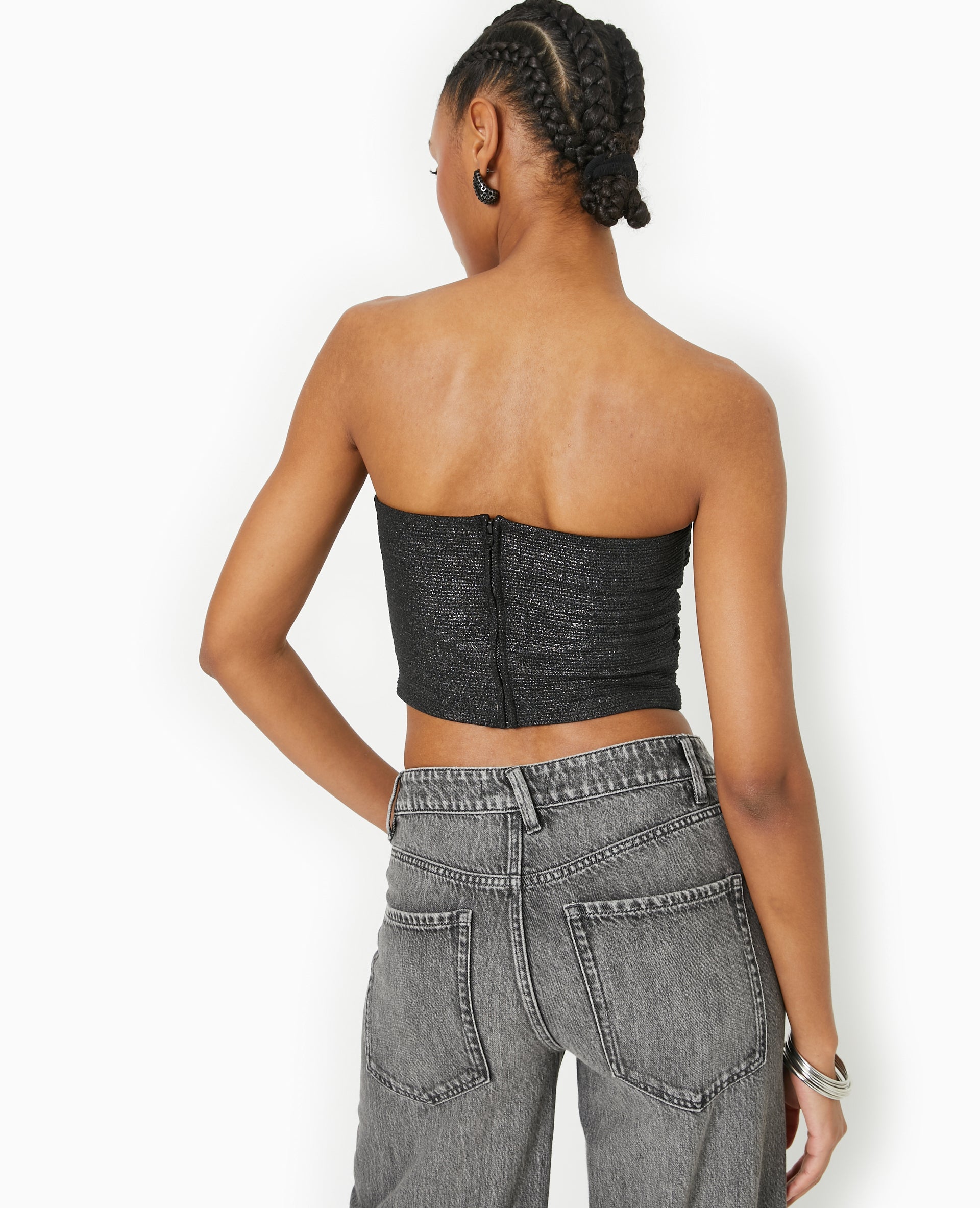 Top bustier court avec lurex encolure cœur