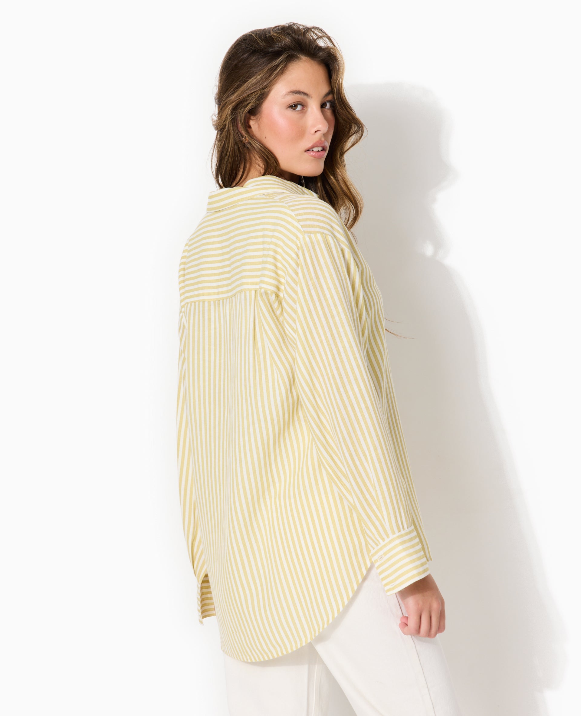 Chemise oversize avec lin motif rayures