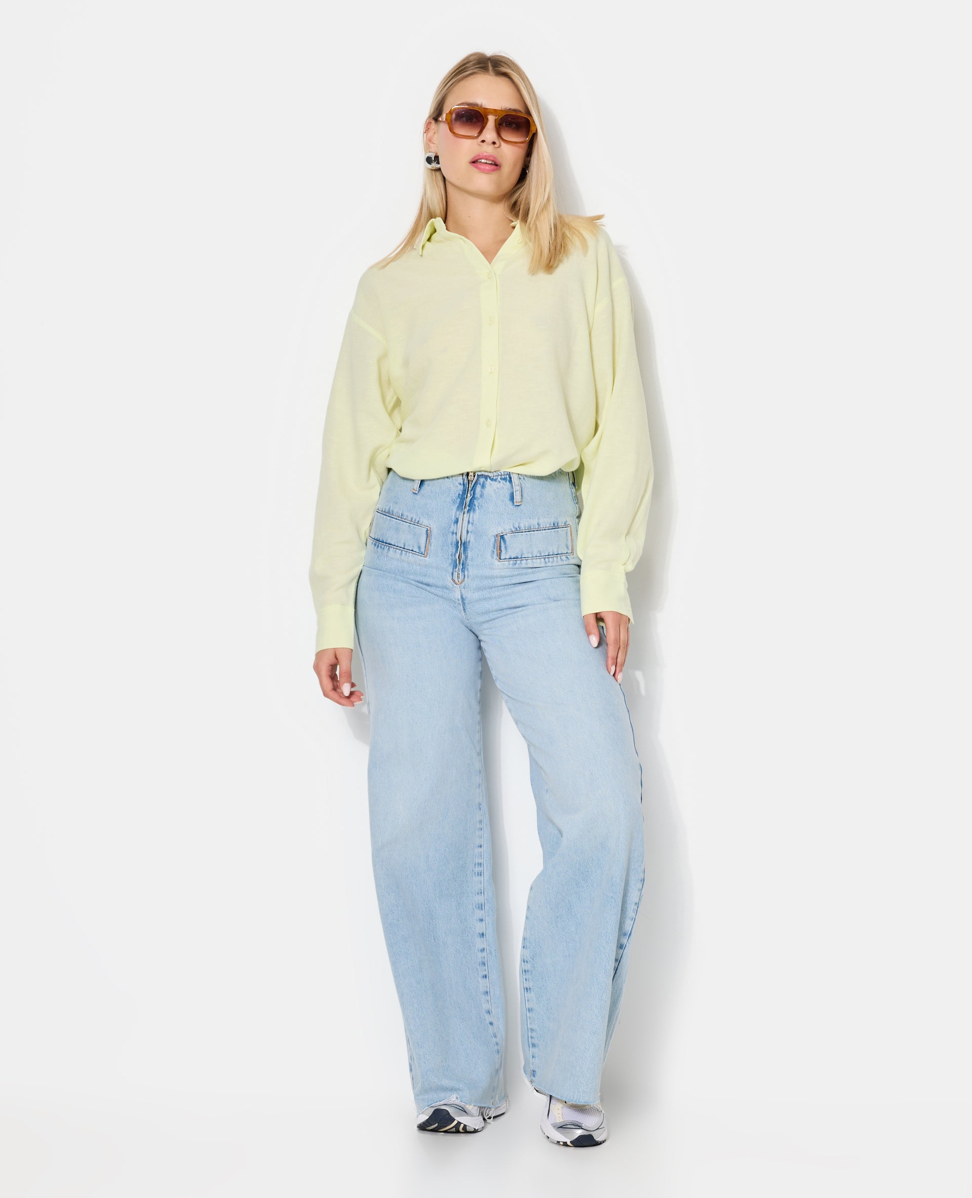 Chemise oversize avec lin motif rayures