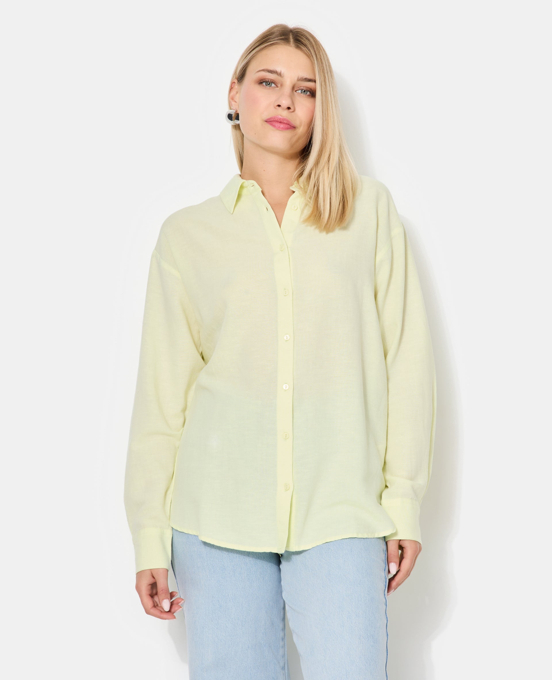Chemise oversize avec lin motif rayures