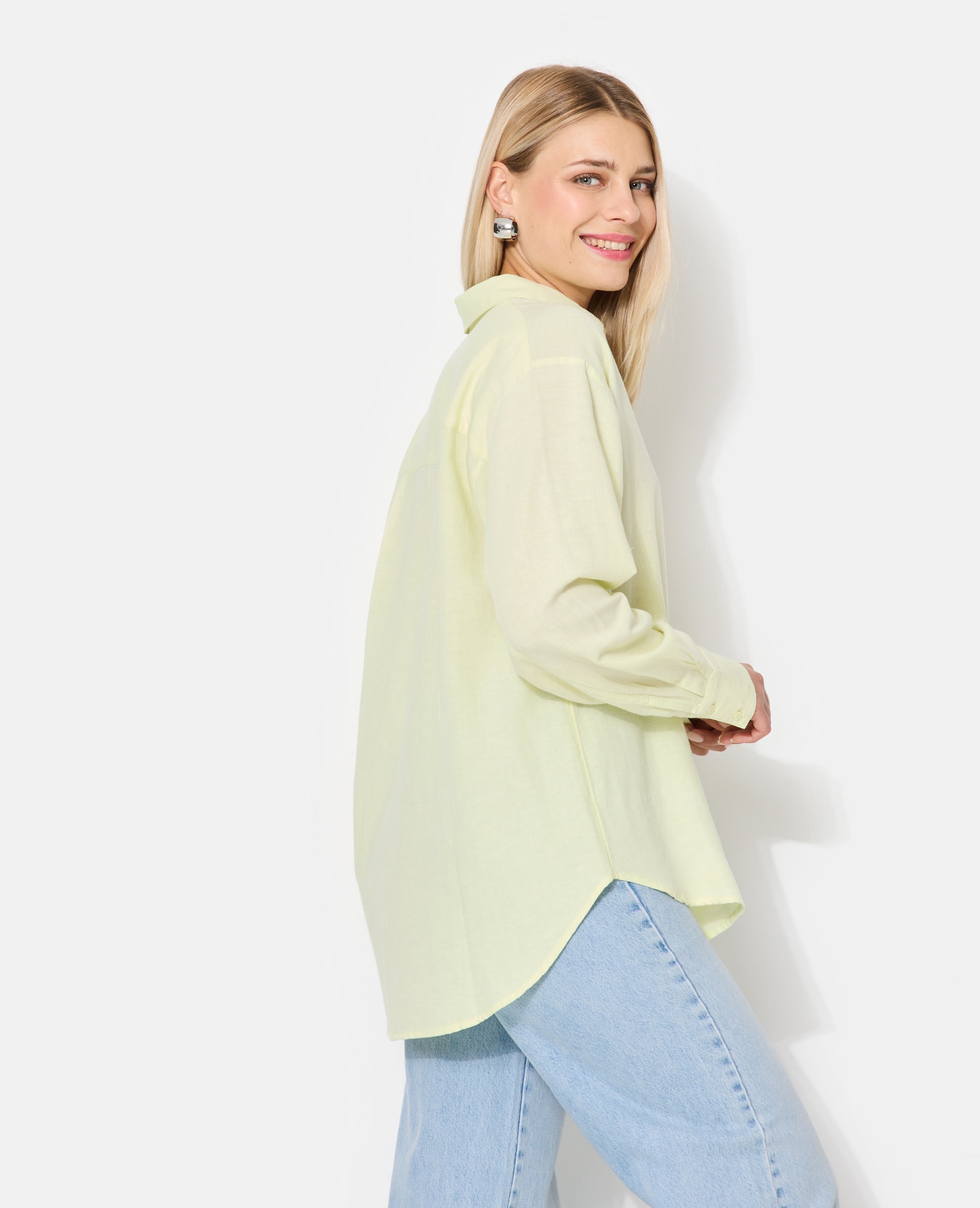 Chemise oversize avec lin motif rayures