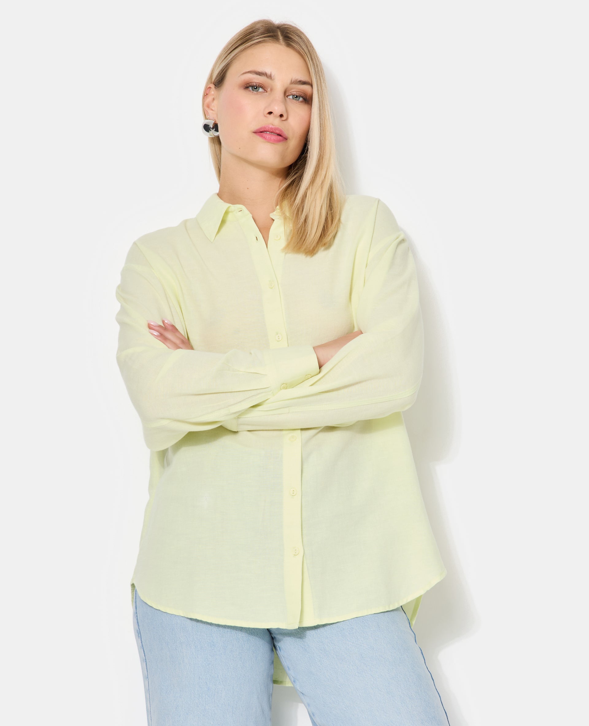 Chemise oversize avec lin motif rayures