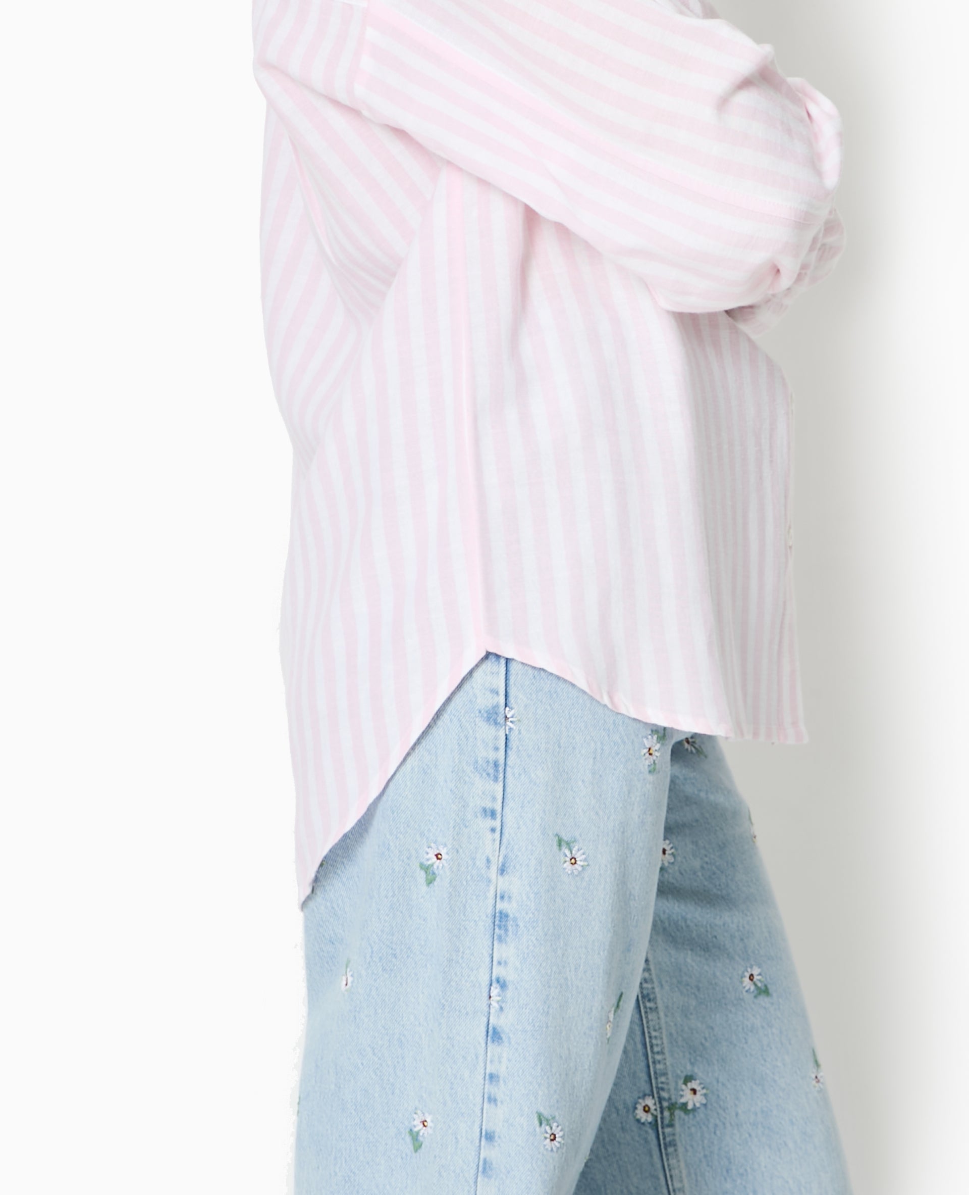 Chemise oversize rayée avec lin