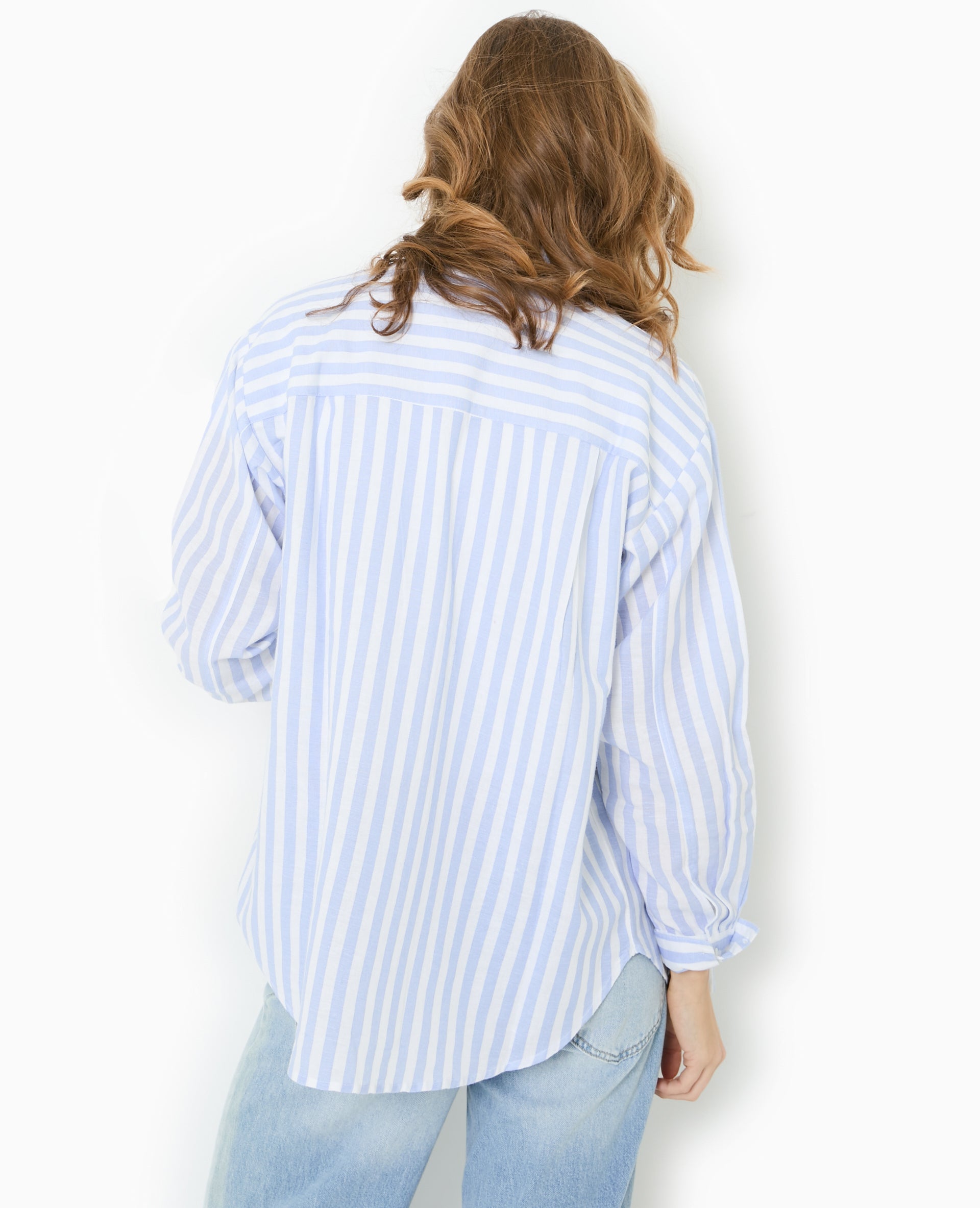 Chemise oversize avec lin motif rayures