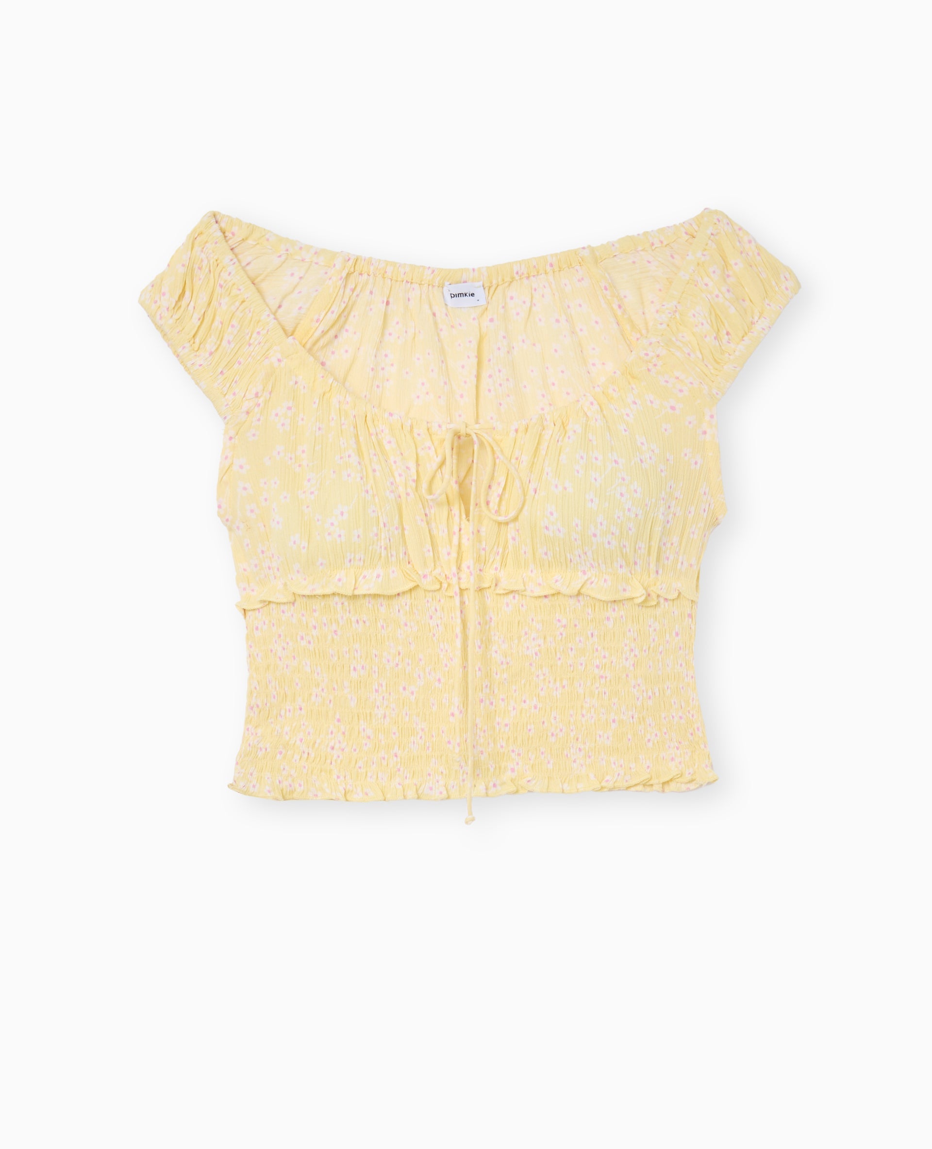 Top court forme empire avec petites fleurs