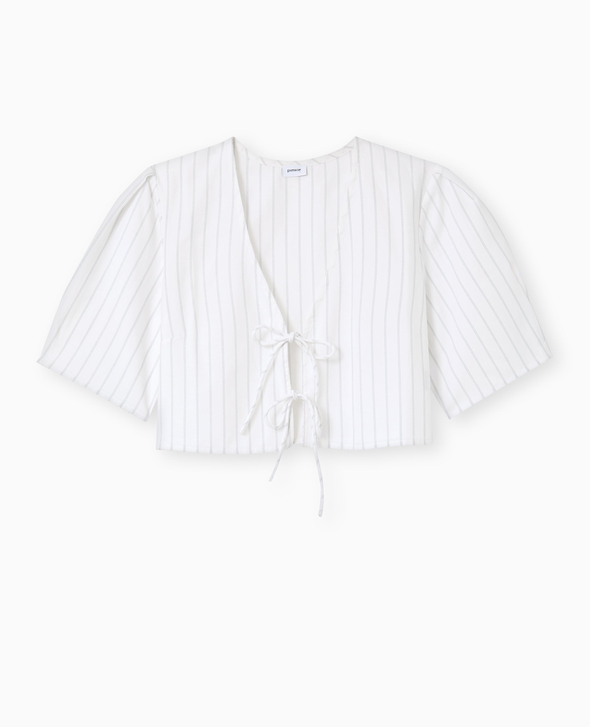 Blouse courte rayée avec nouettes