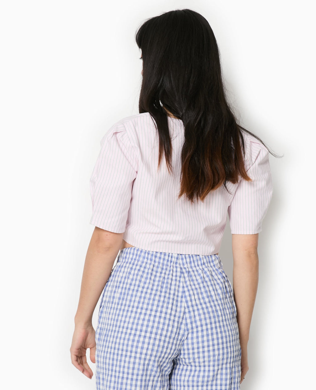 Blouse courte rayée avec nouettes
