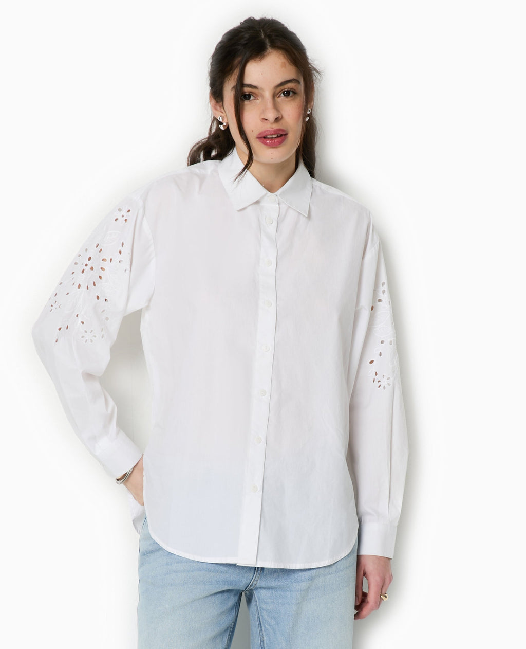 Chemise avec manches broderie anglaise