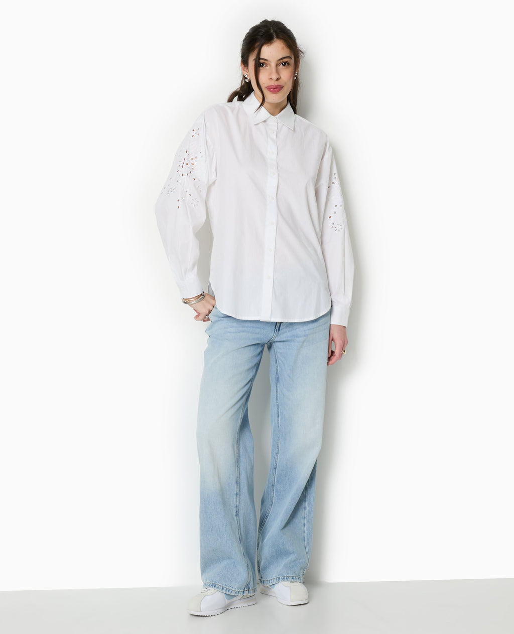 Chemise avec manches broderie anglaise