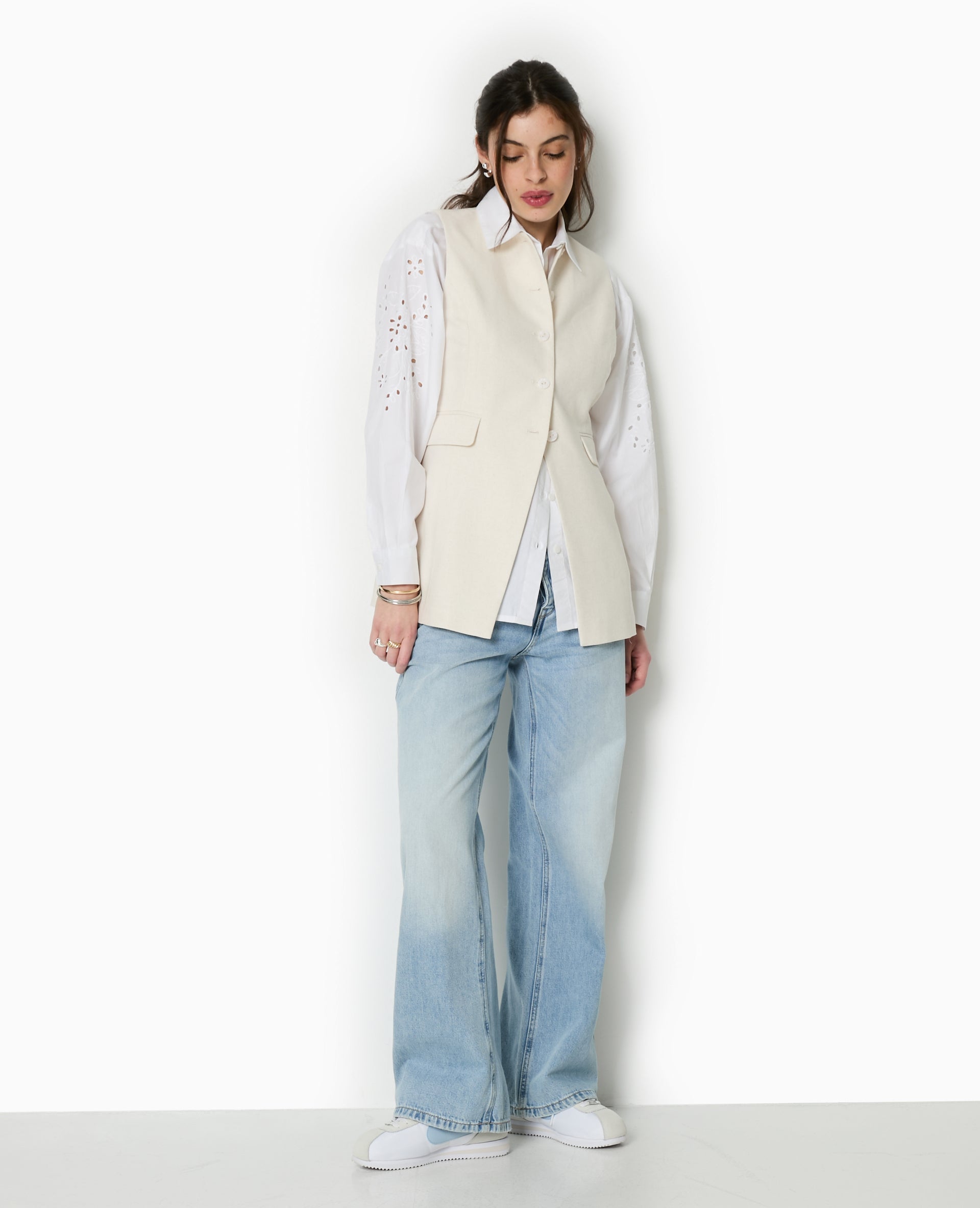 Chemise avec manches broderie anglaise
