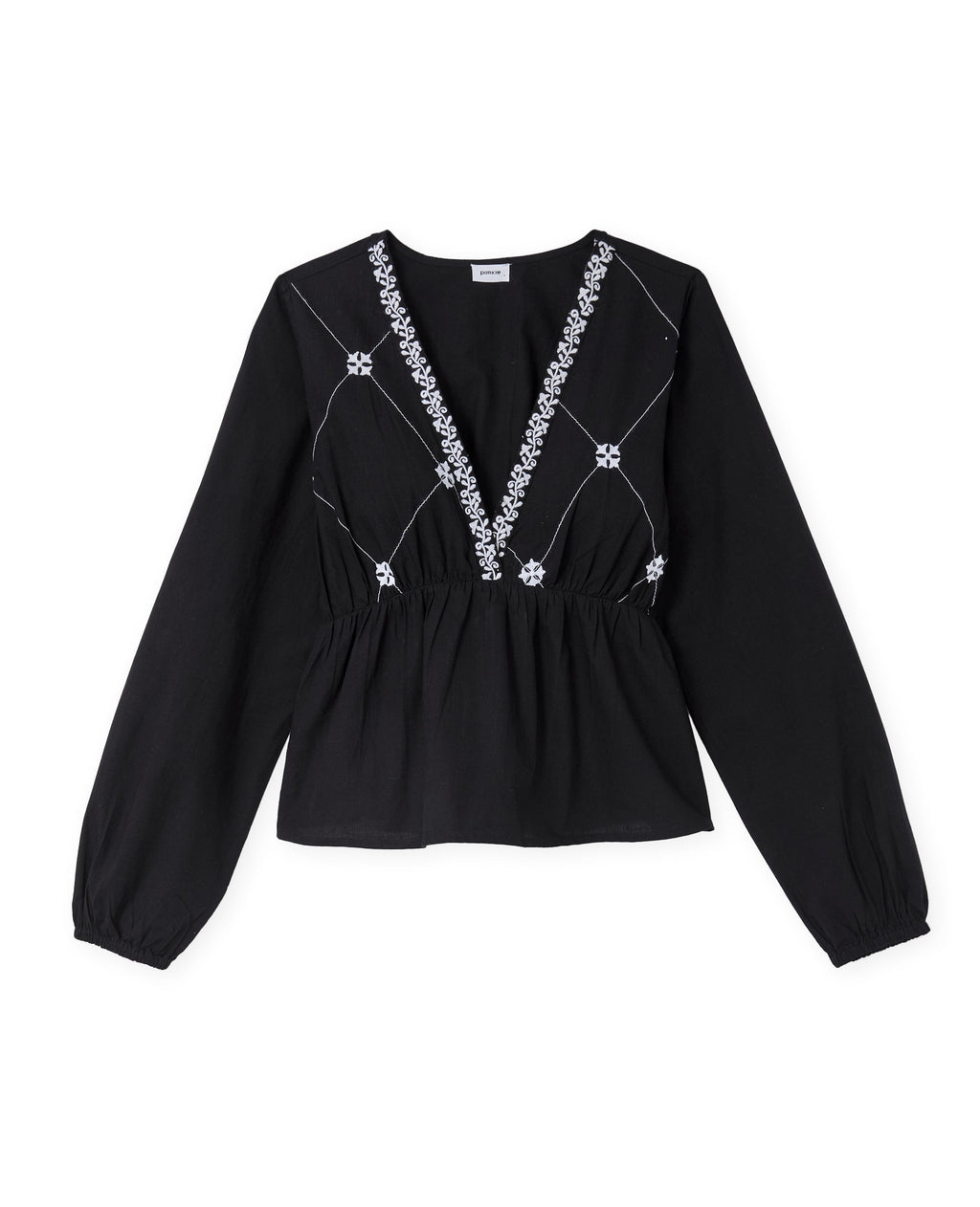Blouse brodée manches longues