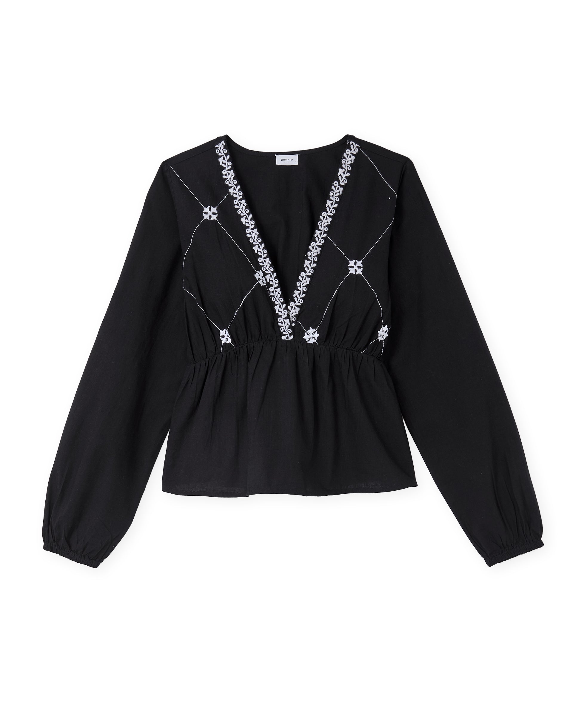 Blouse brodée manches longues