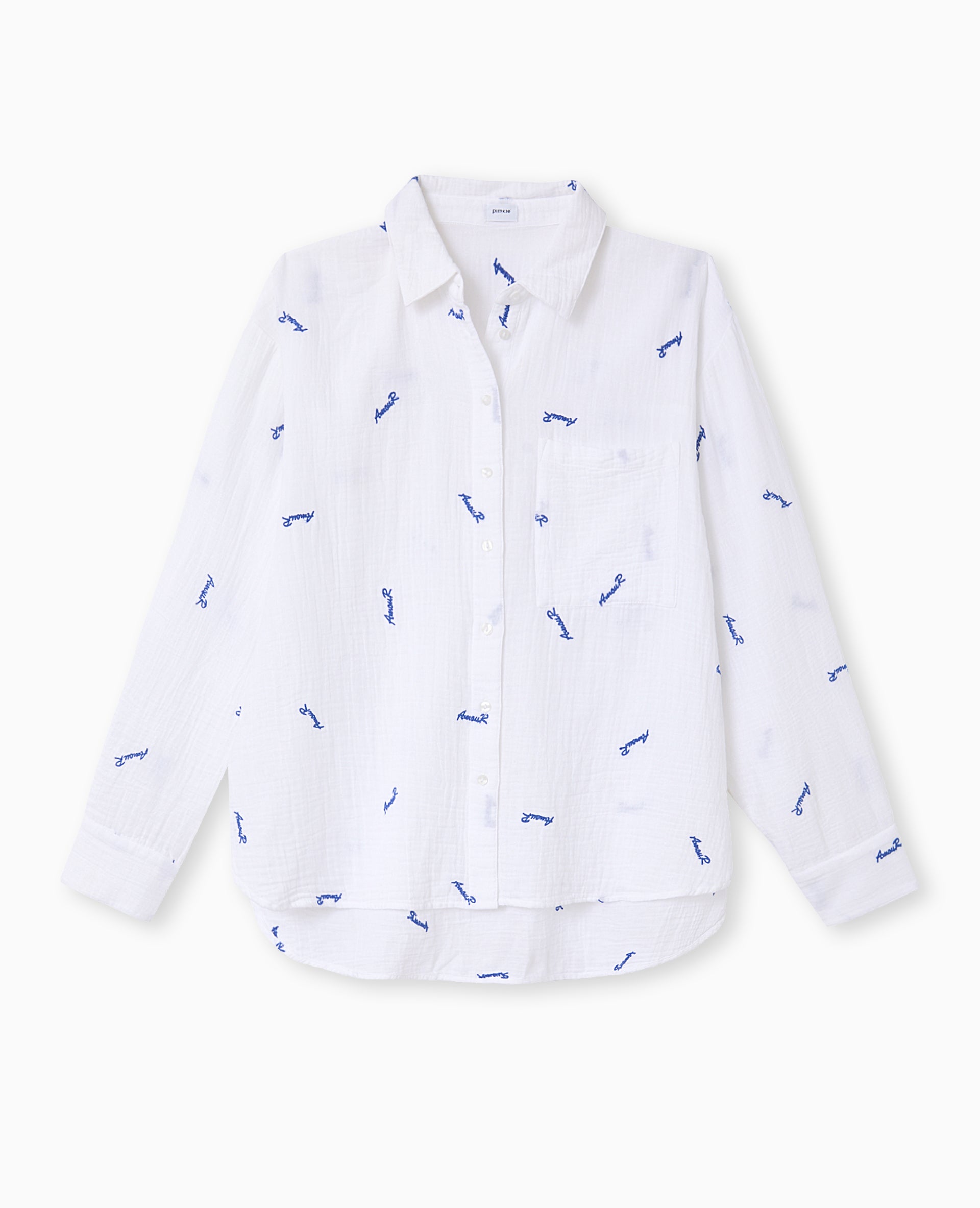 Chemise en gaze de coton avec broderies Amour