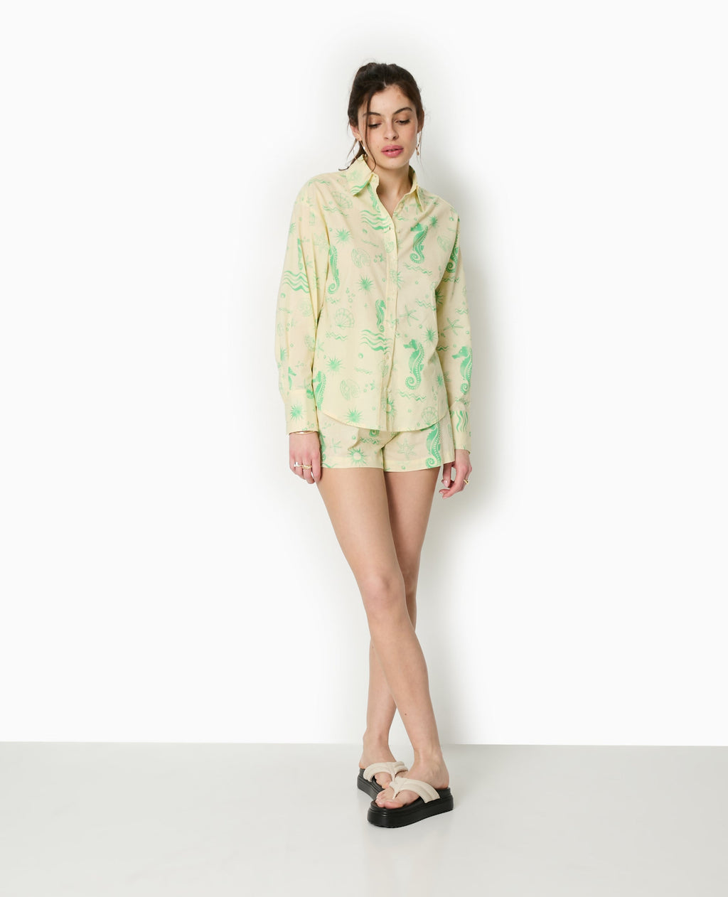 Chemise en voile de coton motif coquillages