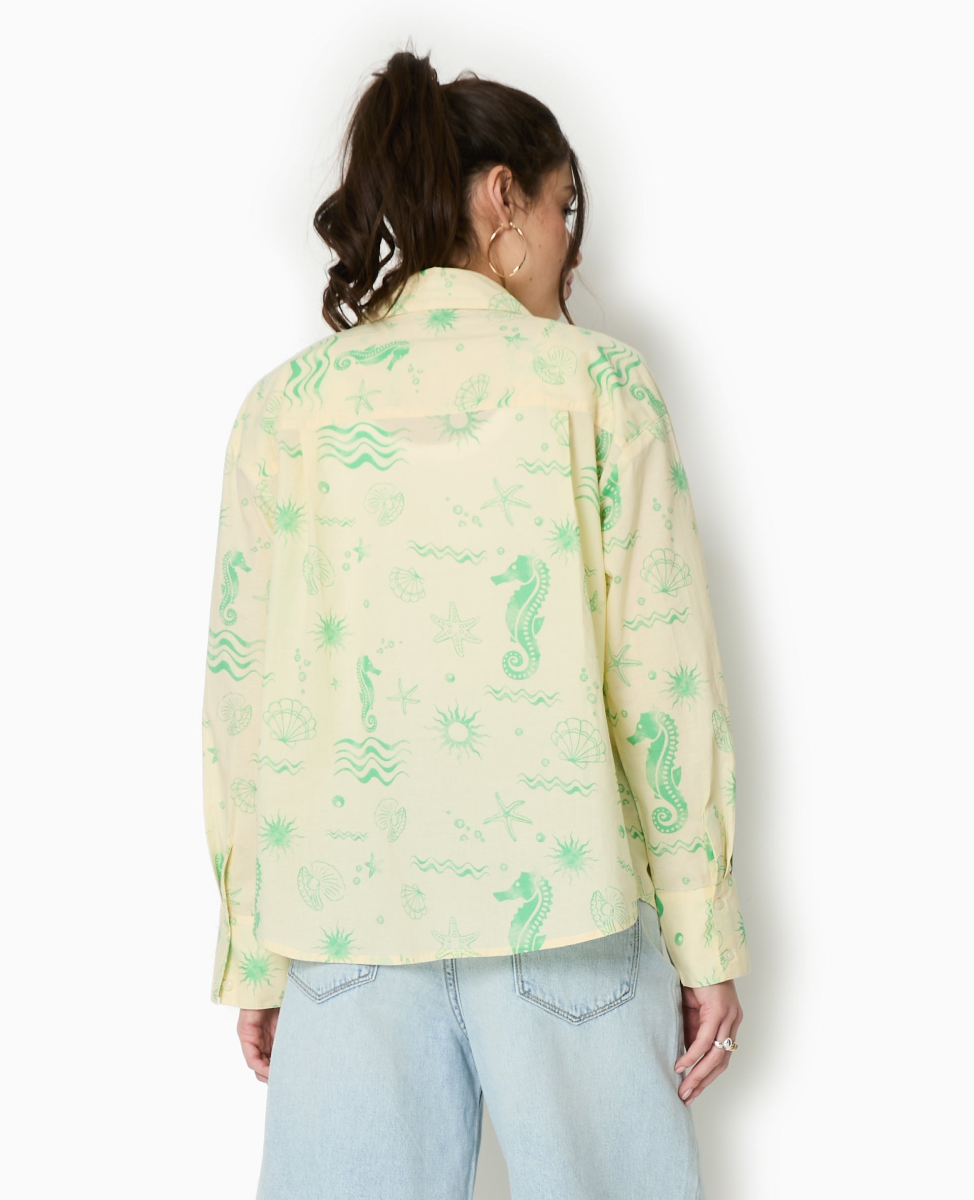 Chemise en voile de coton motif coquillages