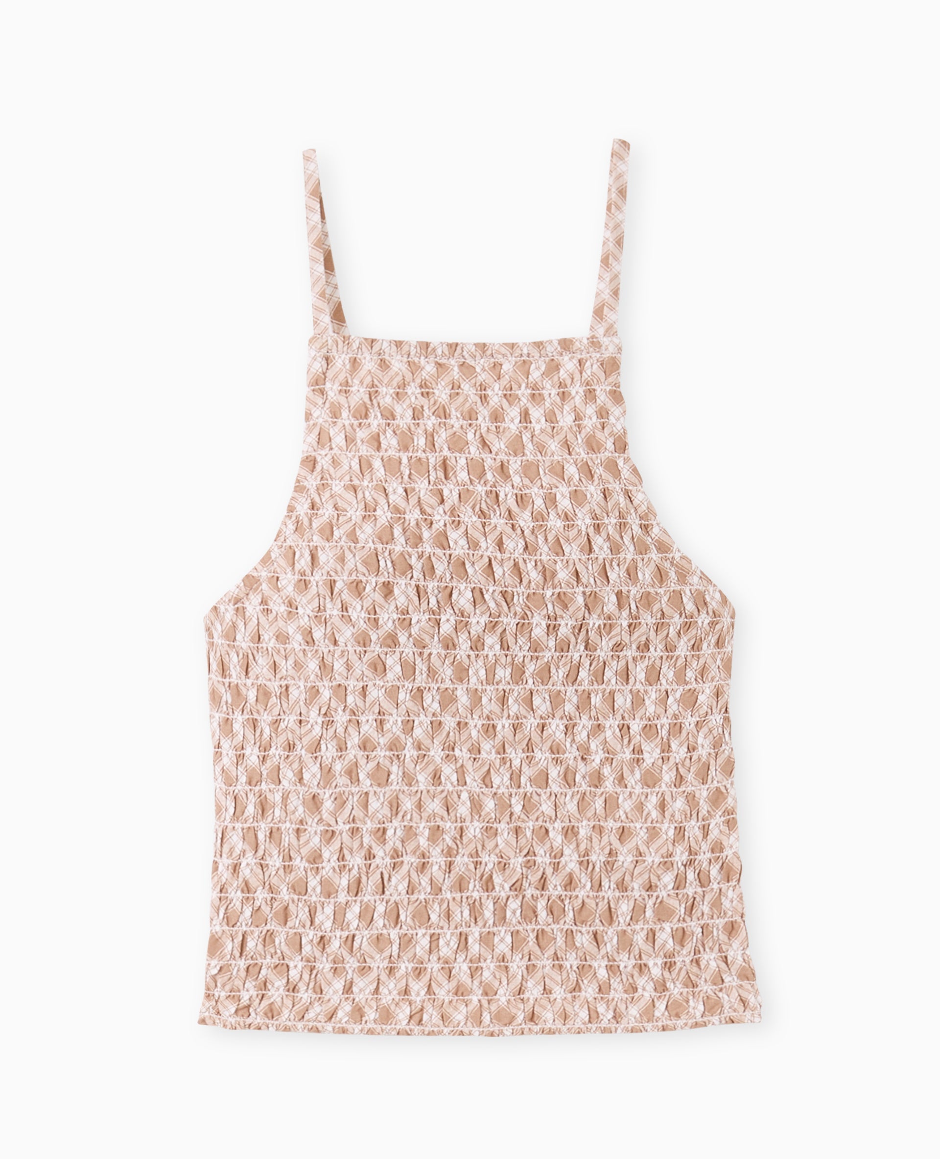 Top en smock motif carreaux