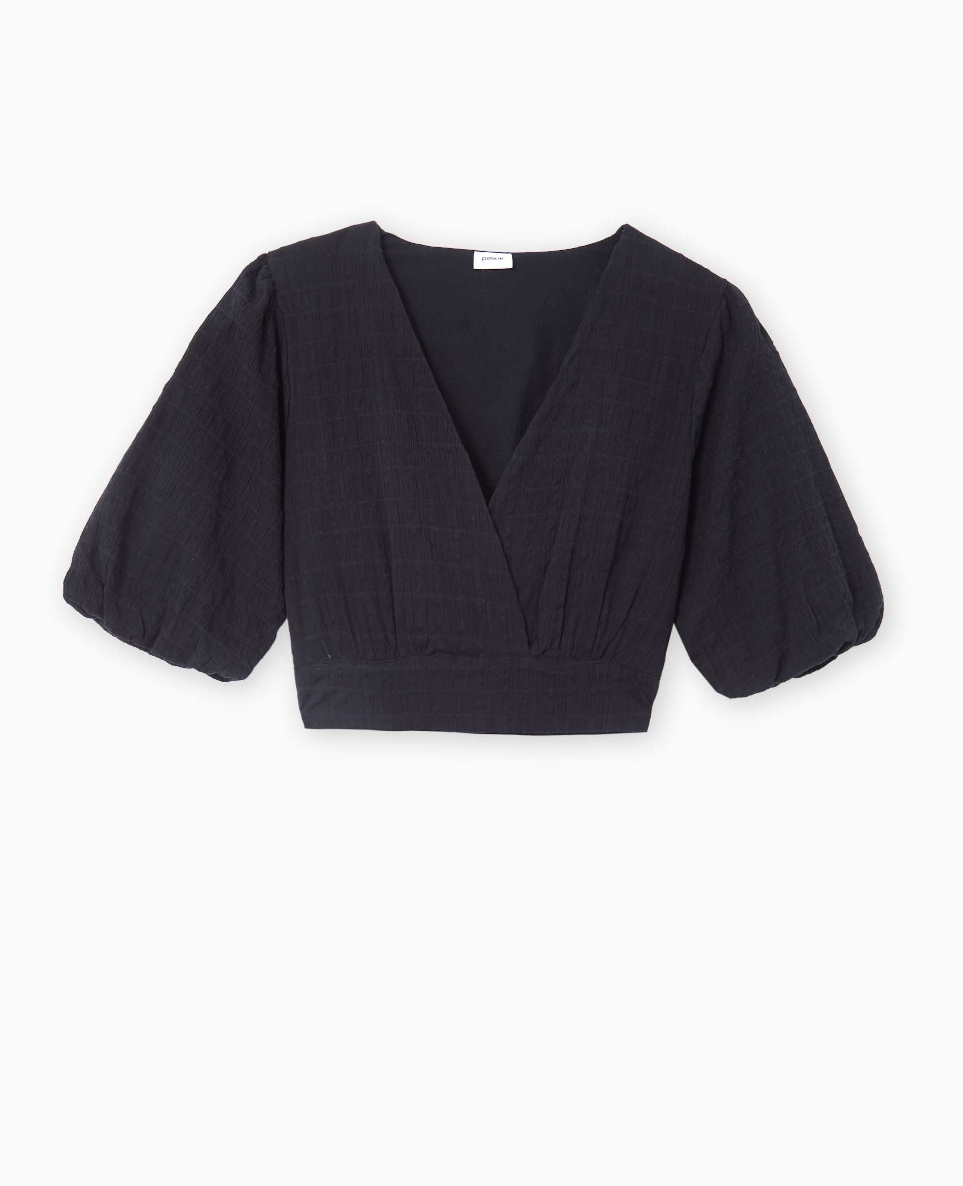 Blouse courte encolure V croisée