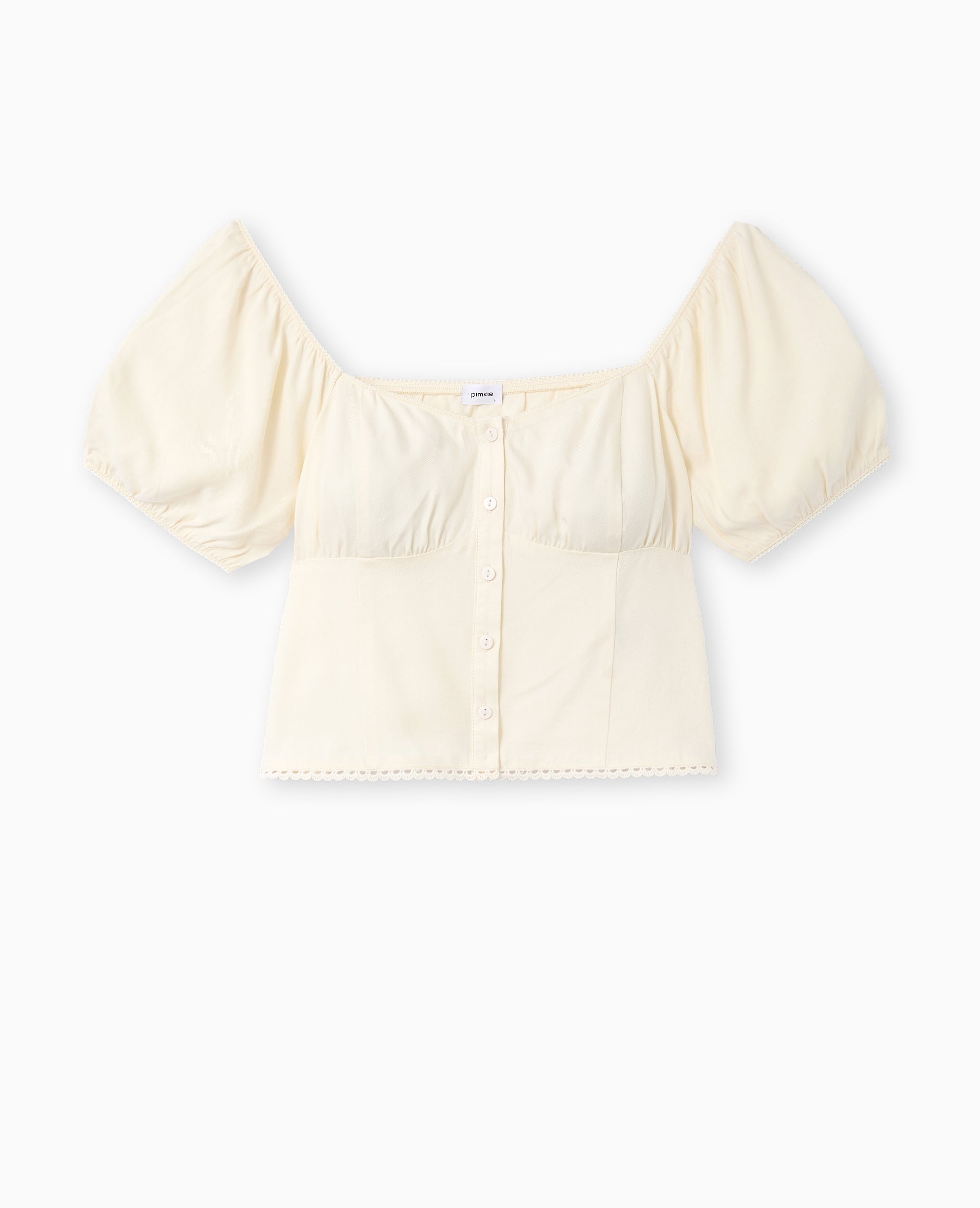 Blouse manches ballons avec finitions croquet