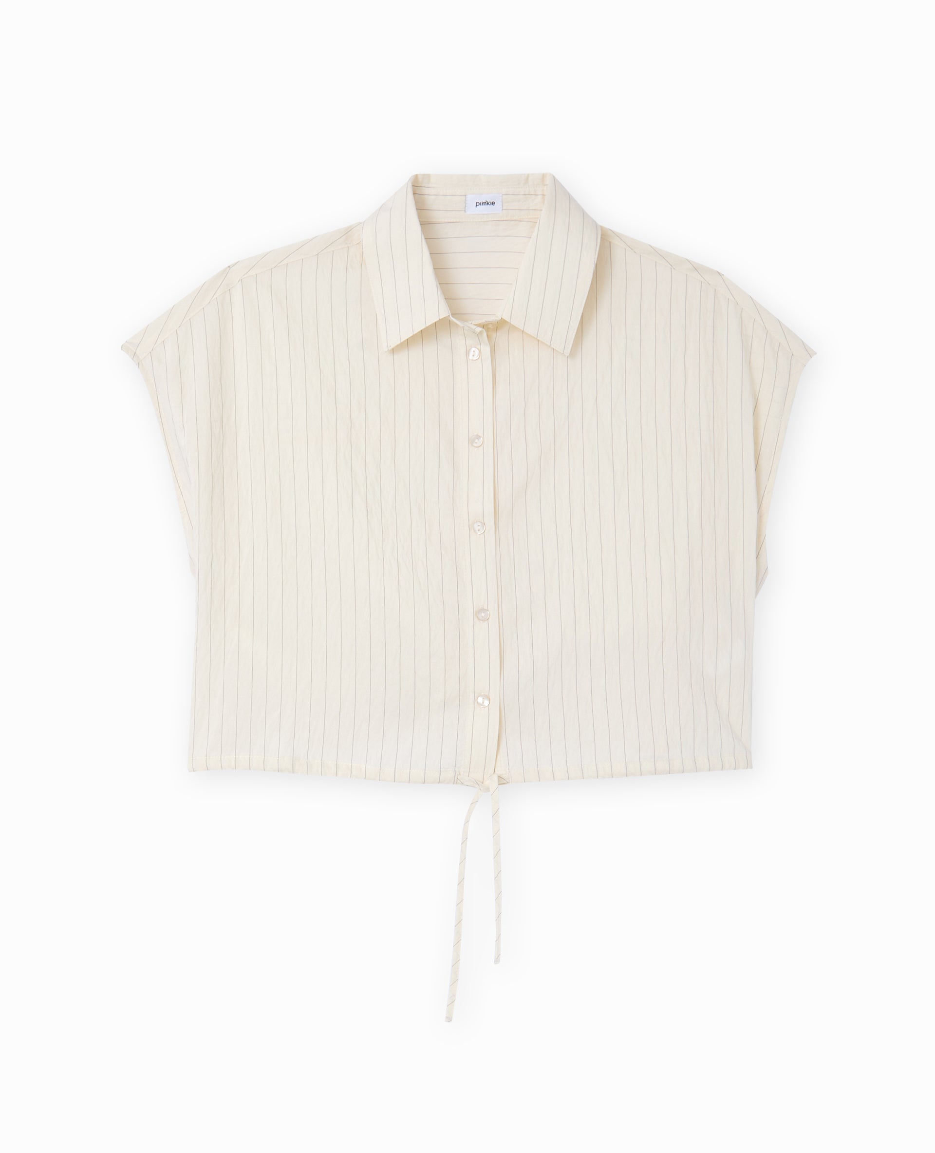 Chemise courte sans manches avec fines rayures