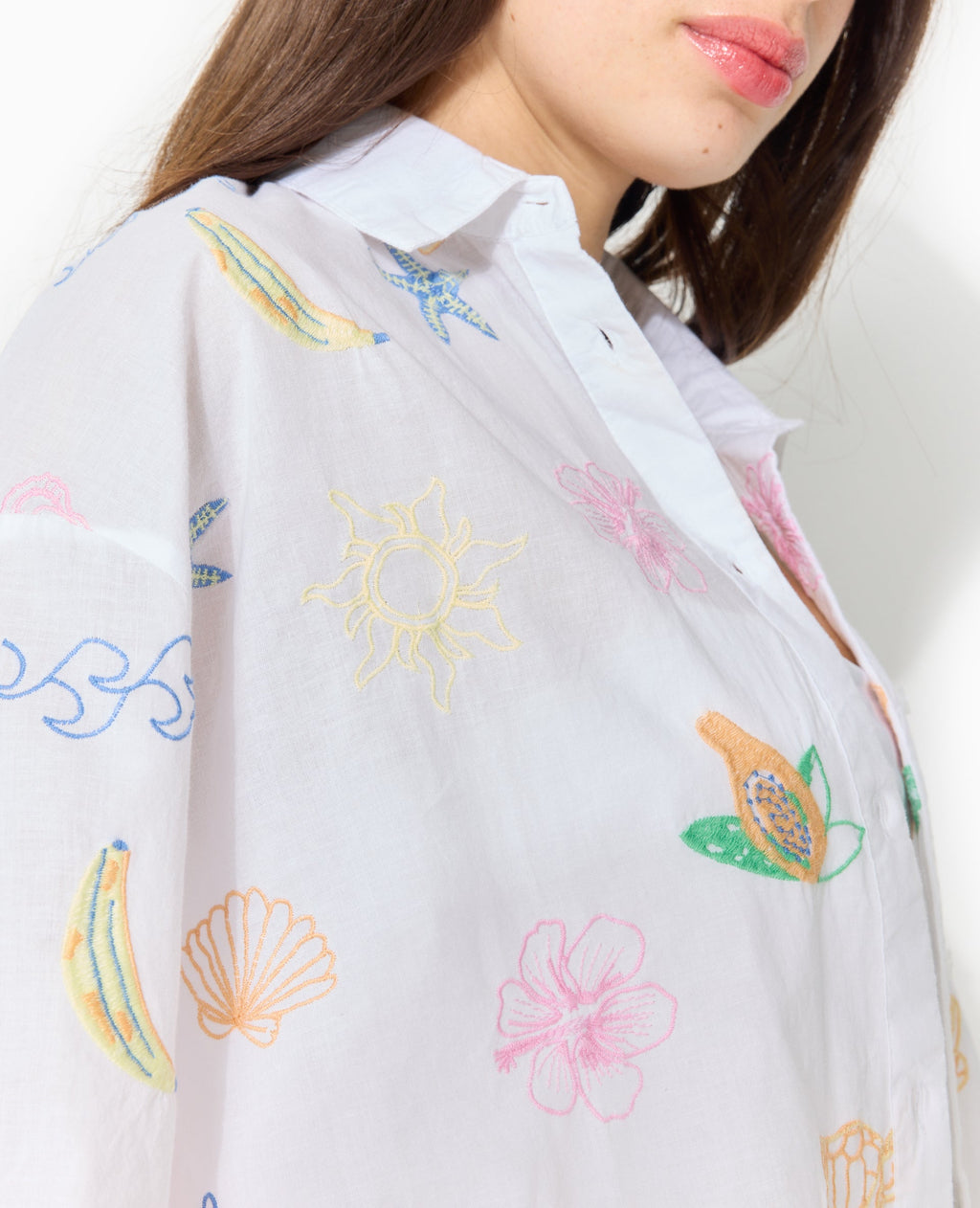 Chemise manches courtes brodée