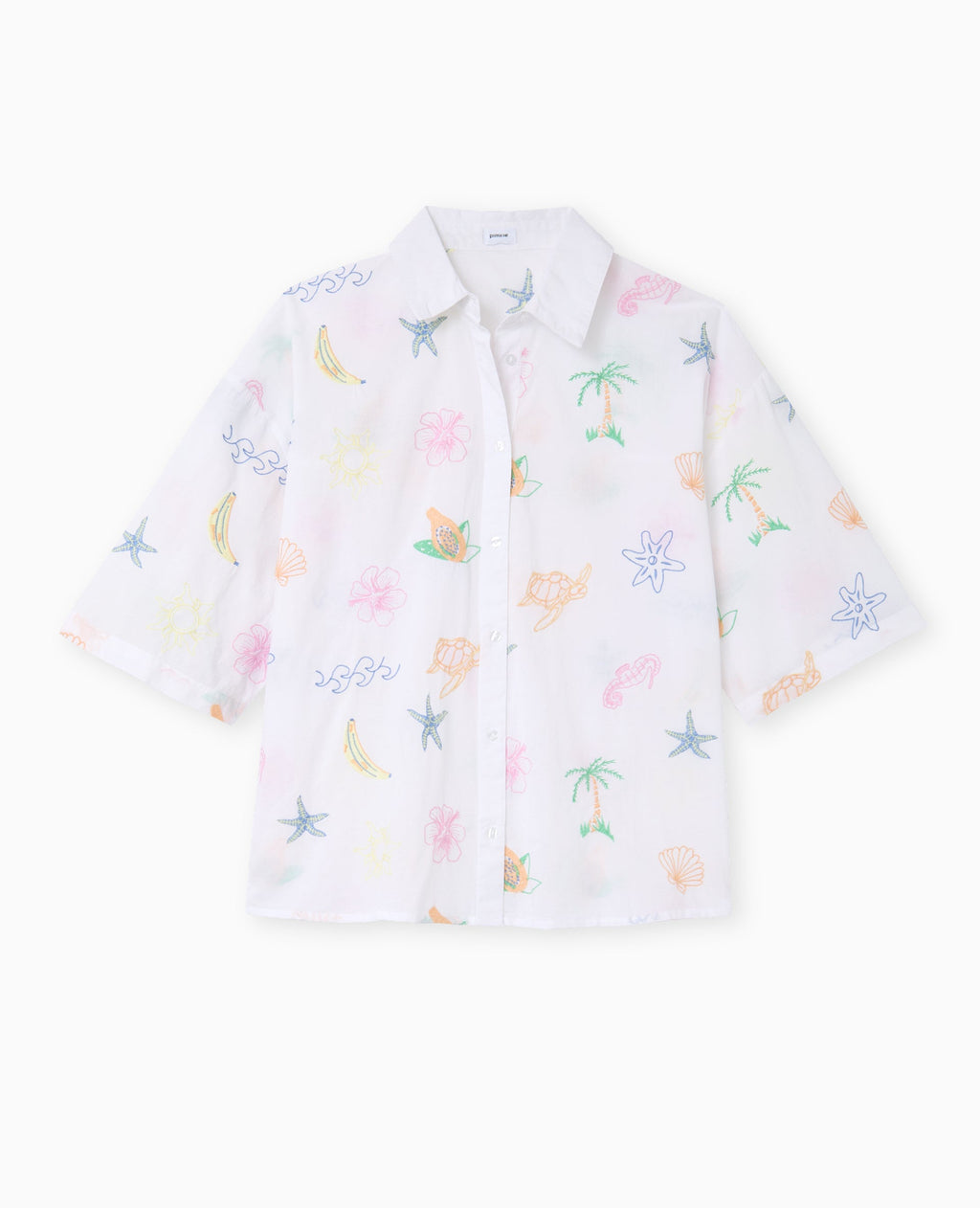 Chemise manches courtes brodée