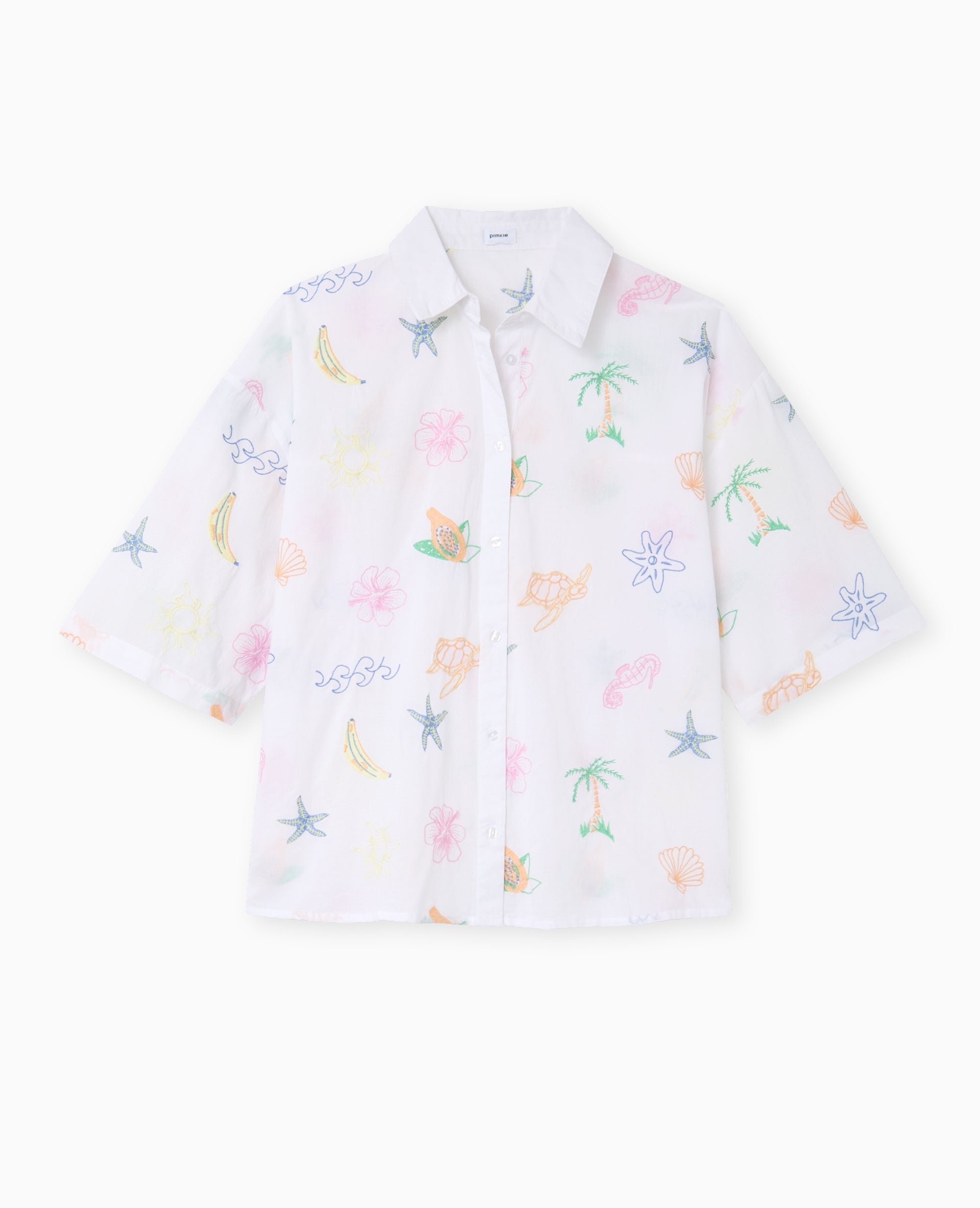 Chemise manches courtes brodée