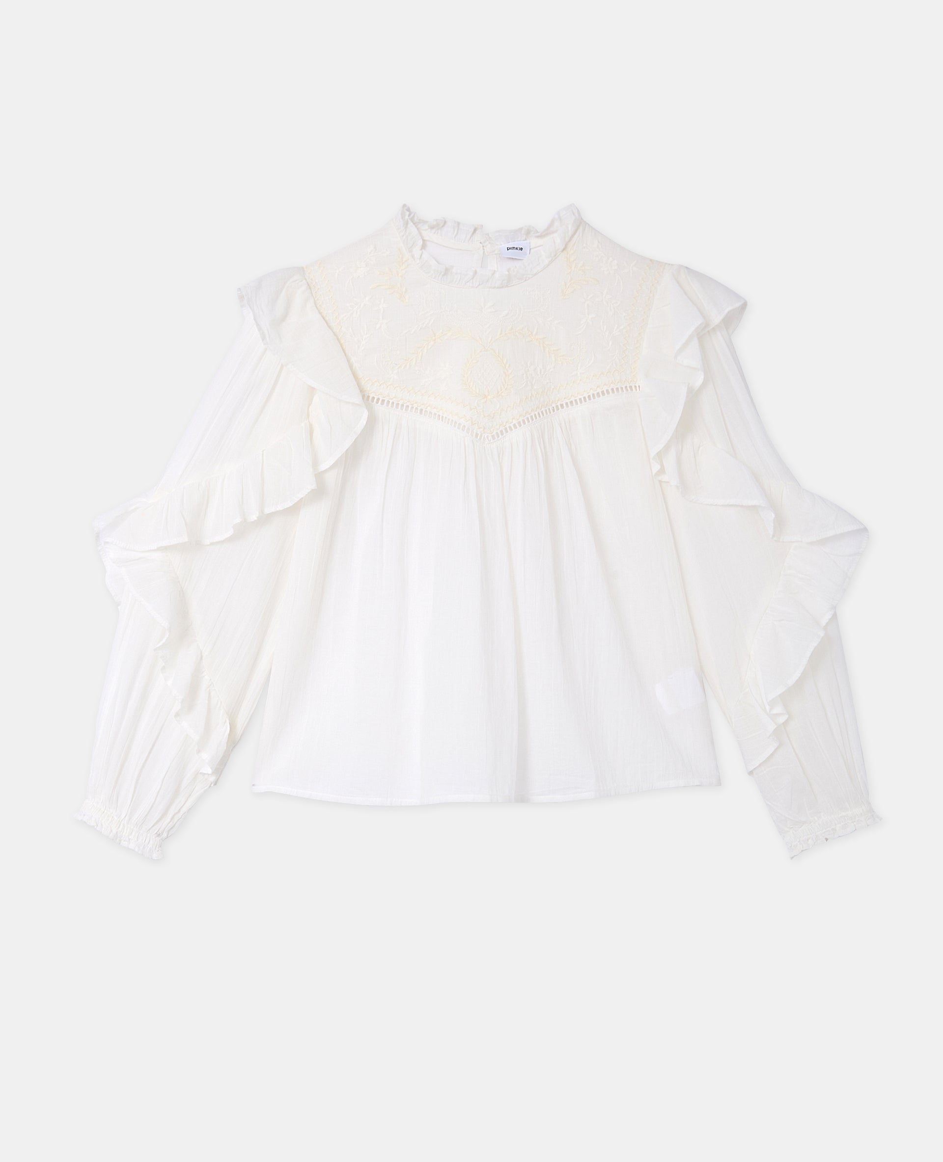 Blouse romantique avec broderies et volants