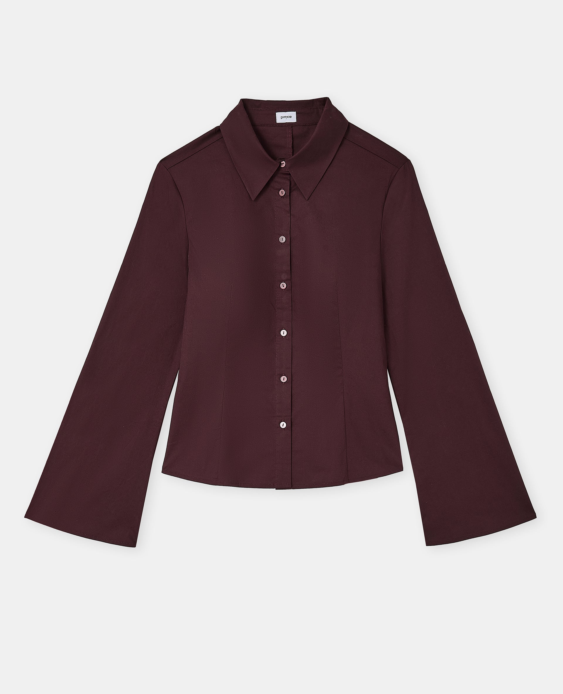 Chemise cintrée en tissu stretch manches flare