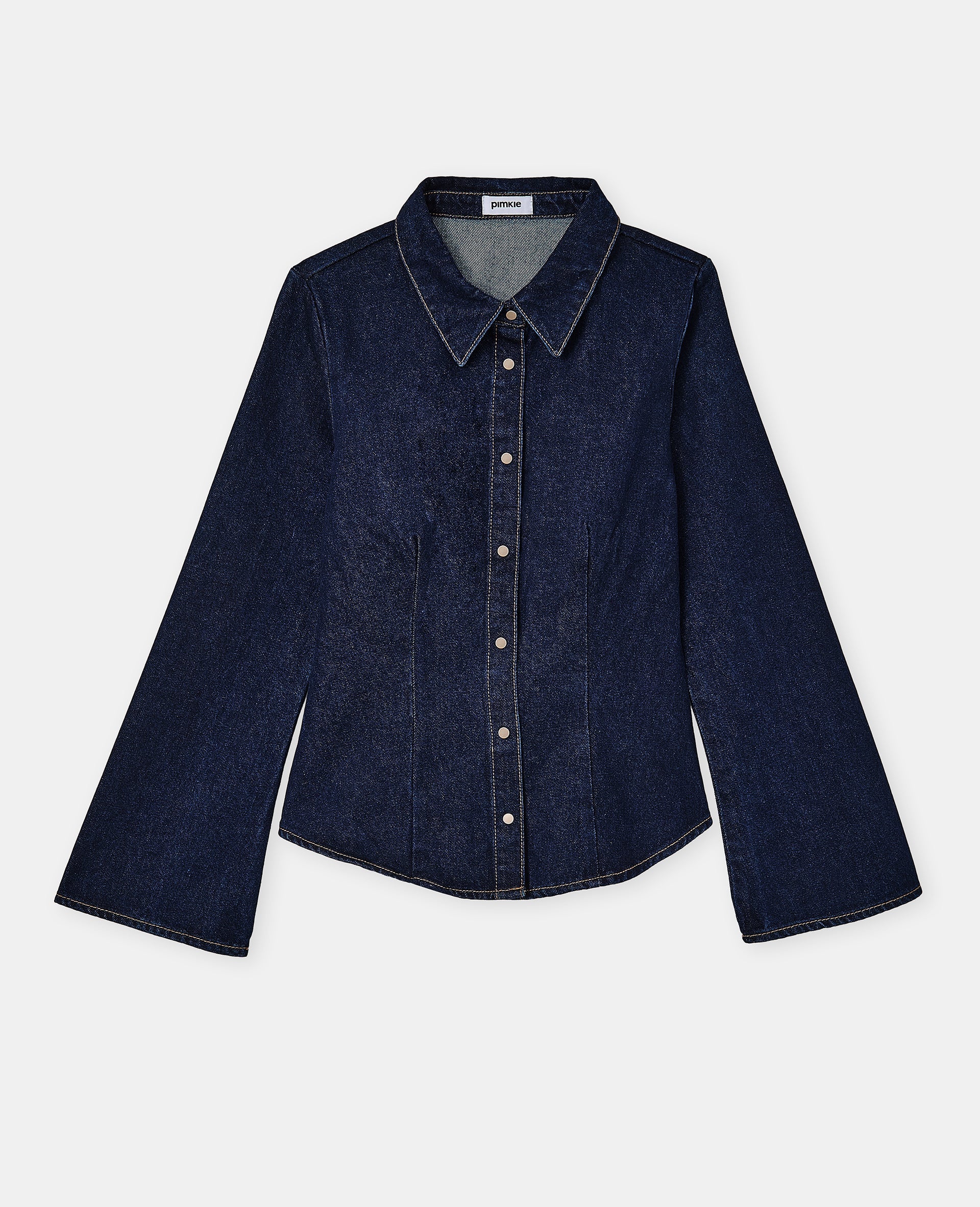 Chemise en jean stretch avec manches flare