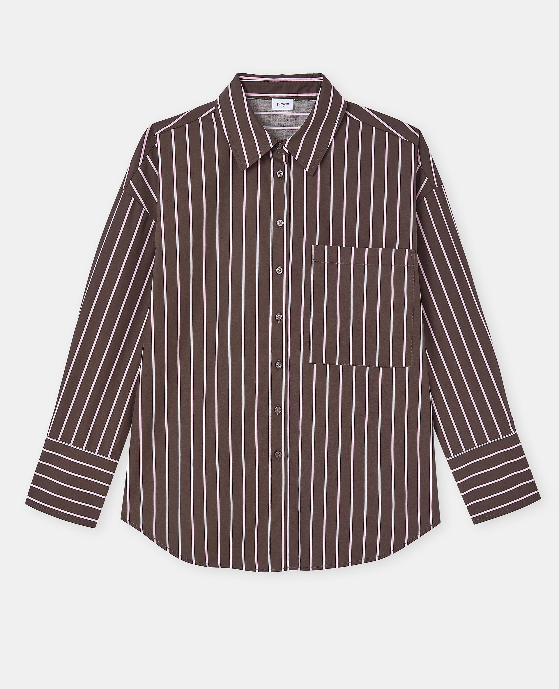 Chemise oversize avec poche motif rayures