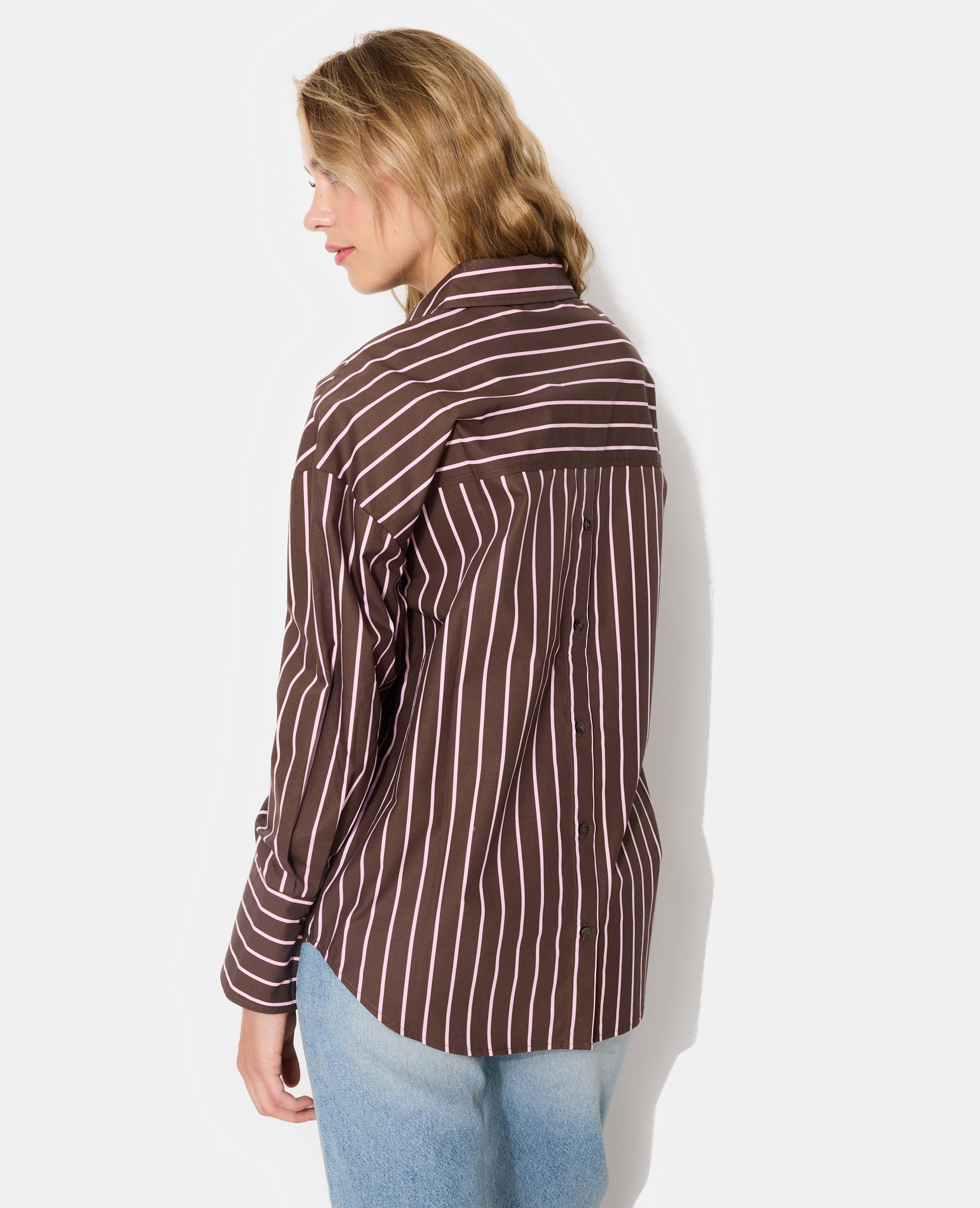 Chemise oversize avec poche motif rayures