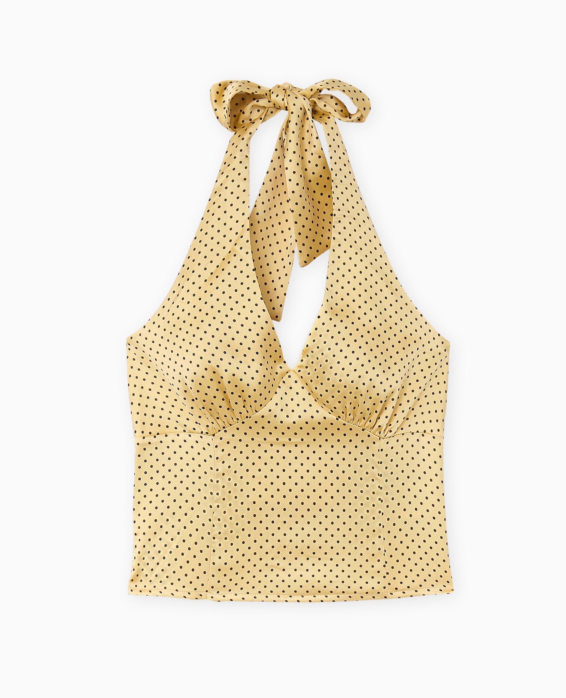 Top dos-nu en satin motif pois