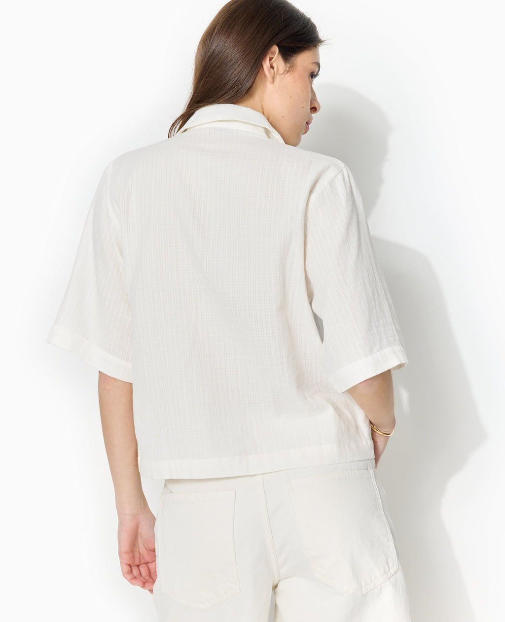 Chemise manches courtes avec liens à nouer