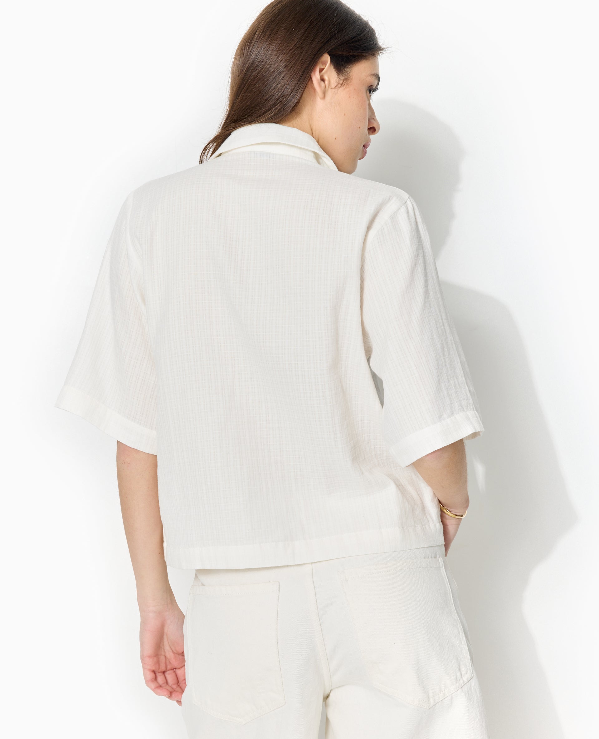 Chemise manches courtes avec liens à nouer