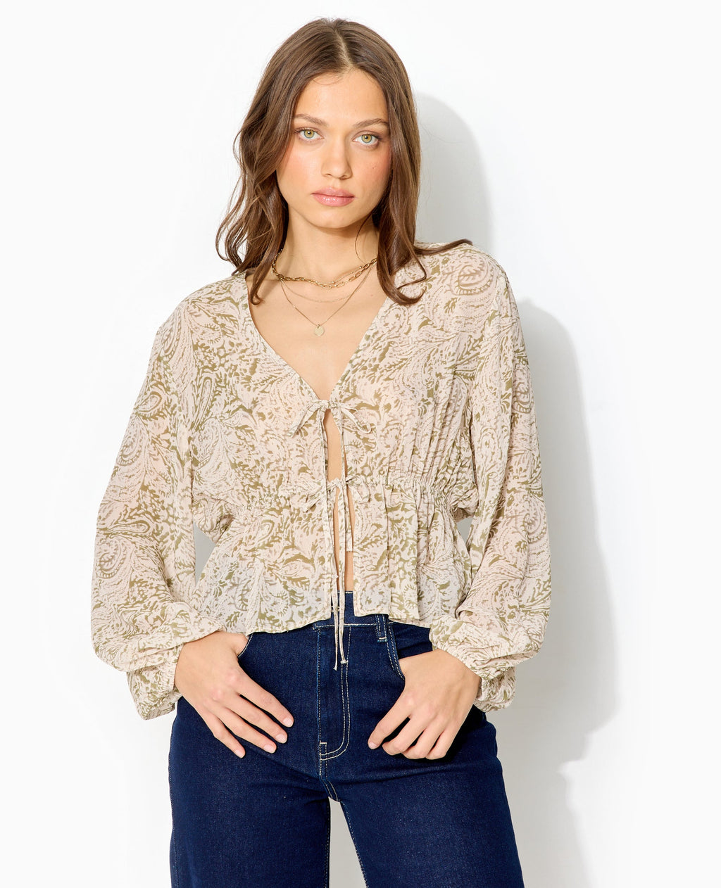 Blouse manches longues motif cachemire
