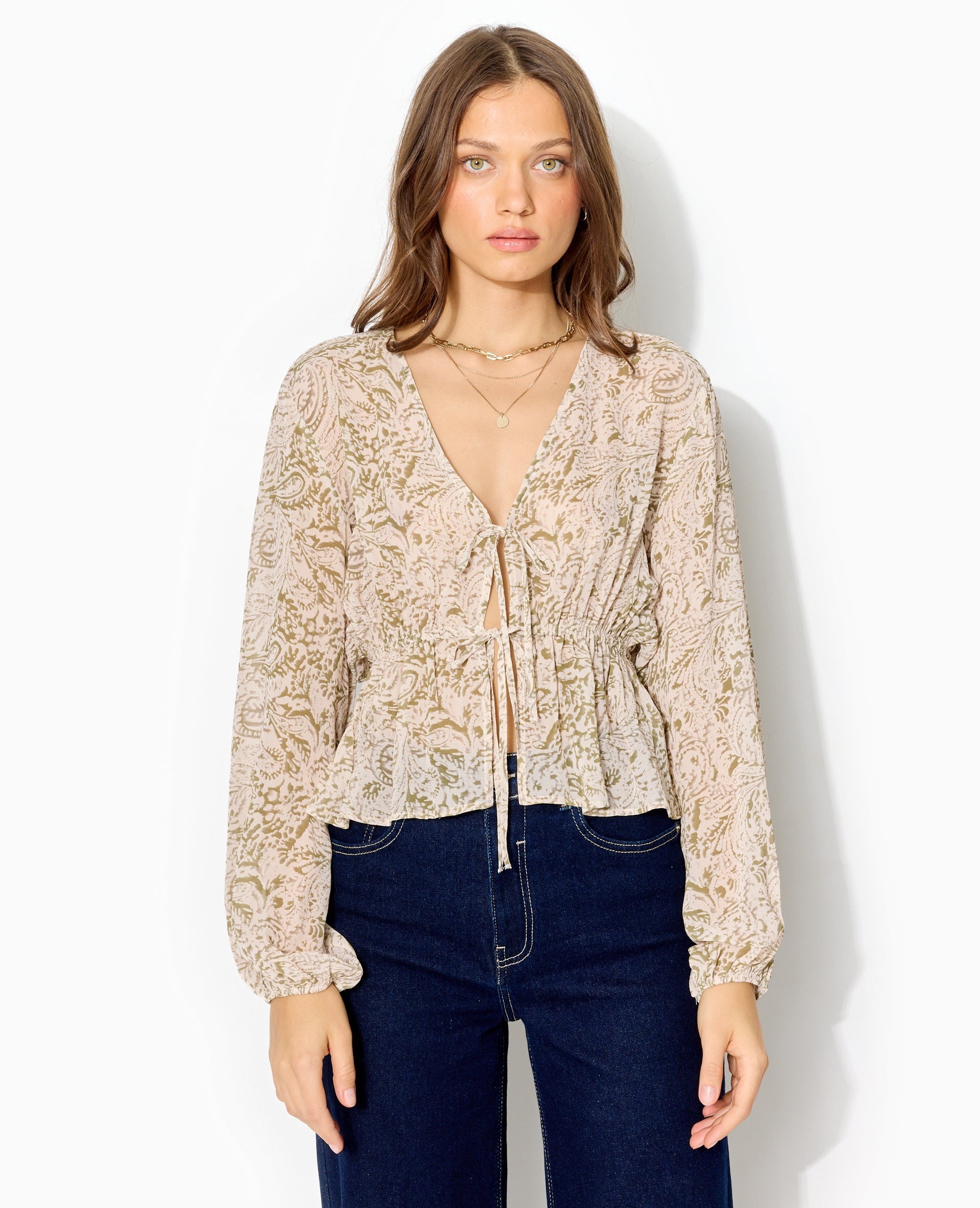 Blouse manches longues motif cachemire